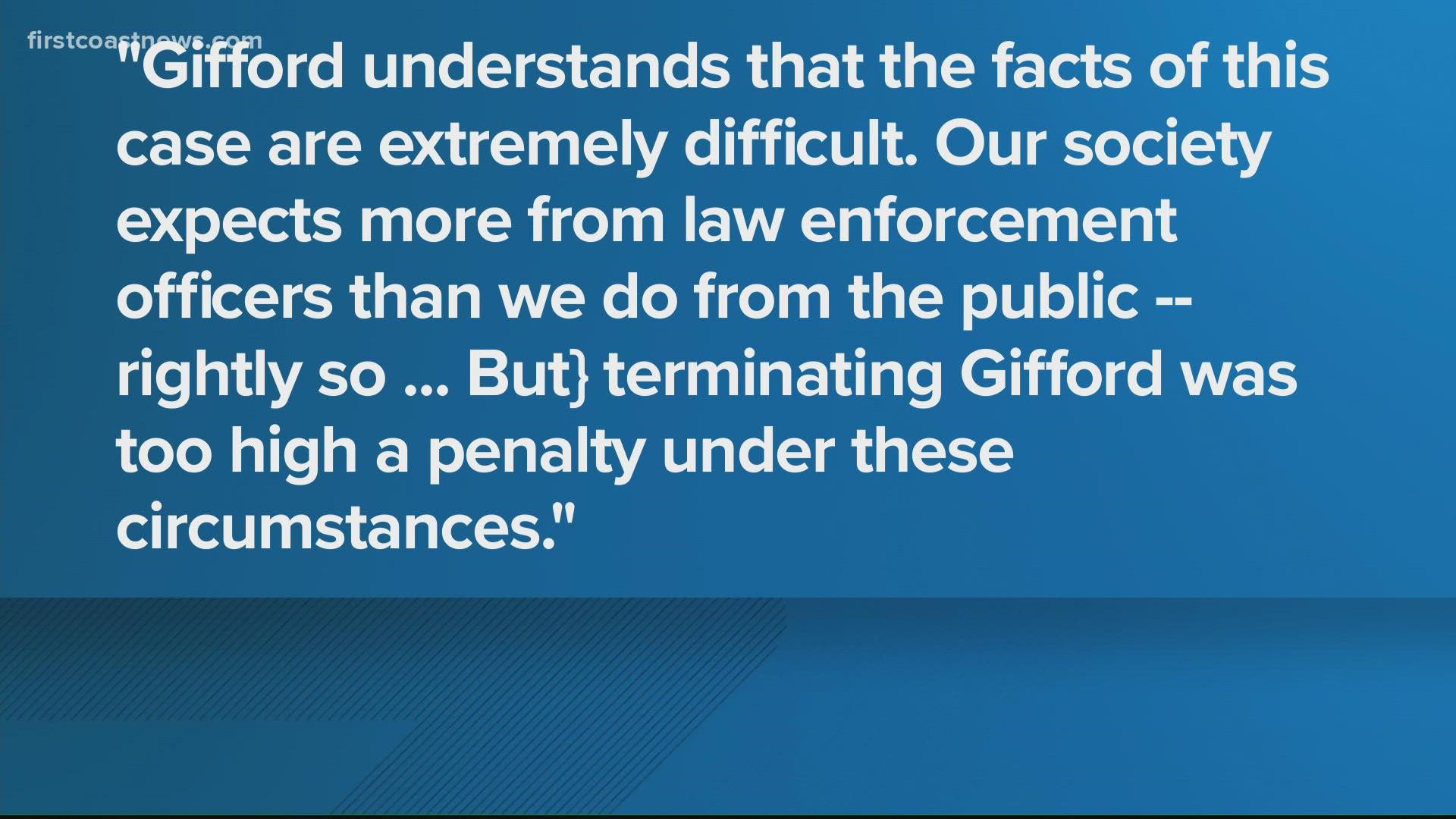 As First Coast News first reported – Officer Nicholas Gifford was fired after he reported for firearms training with a blood alcohol level four times the legal limit