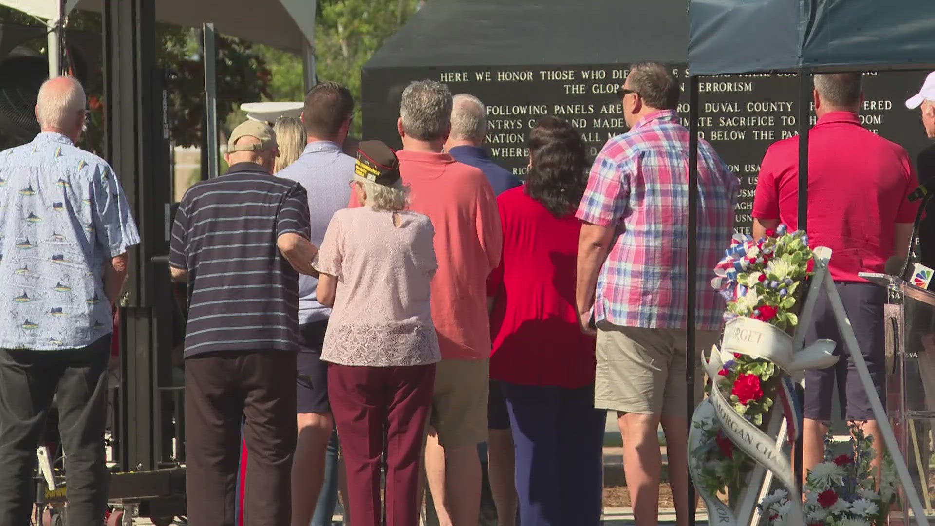 The ceremony was held at the Jacksonville Veterans Memorial Wall, which lists the names of local service members who died on duty since World War I.