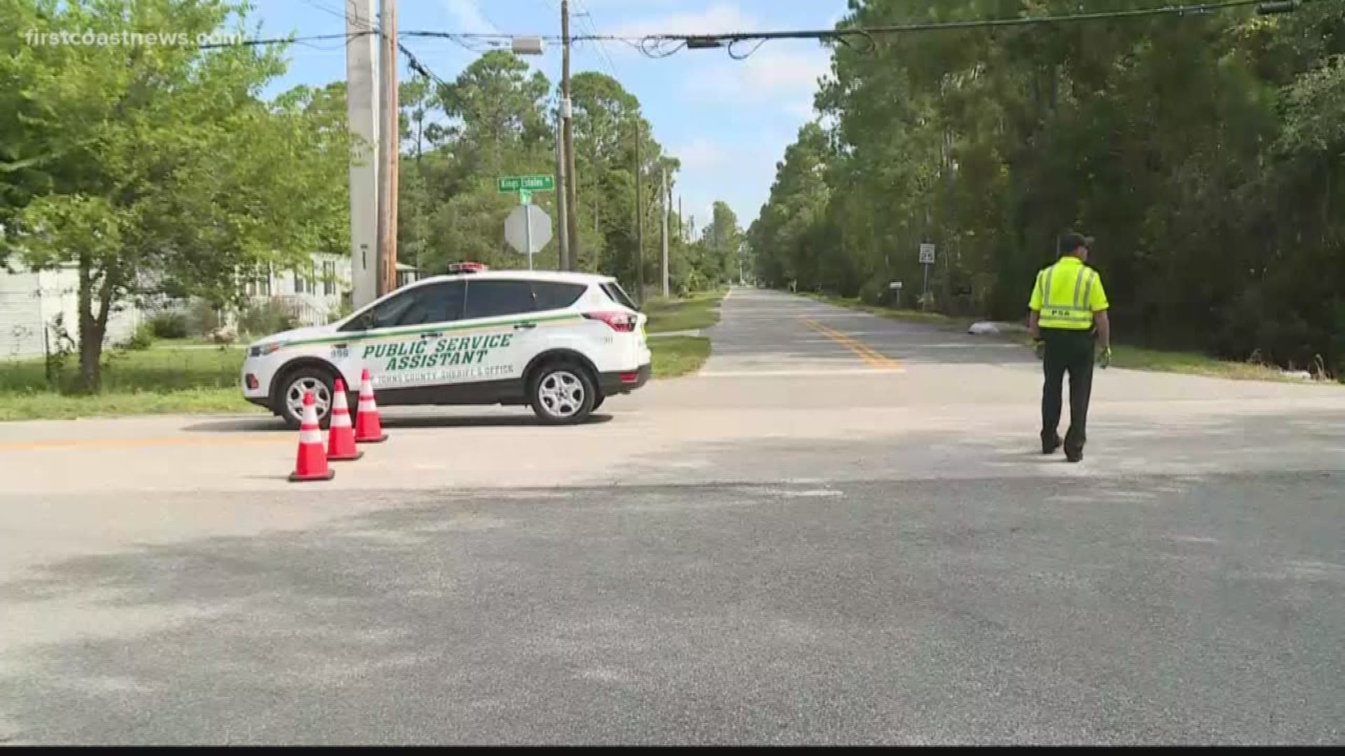 The man died after the stolen vehicle flipped in St. Johns County. A woman is being treated in the hospital.