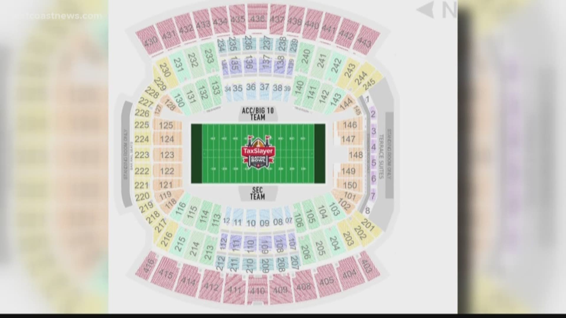 The City was contracted to install 2,000 extra seats for the Gator Bowl, but couldn't due to a quick turn around from the previous Jaguars game.