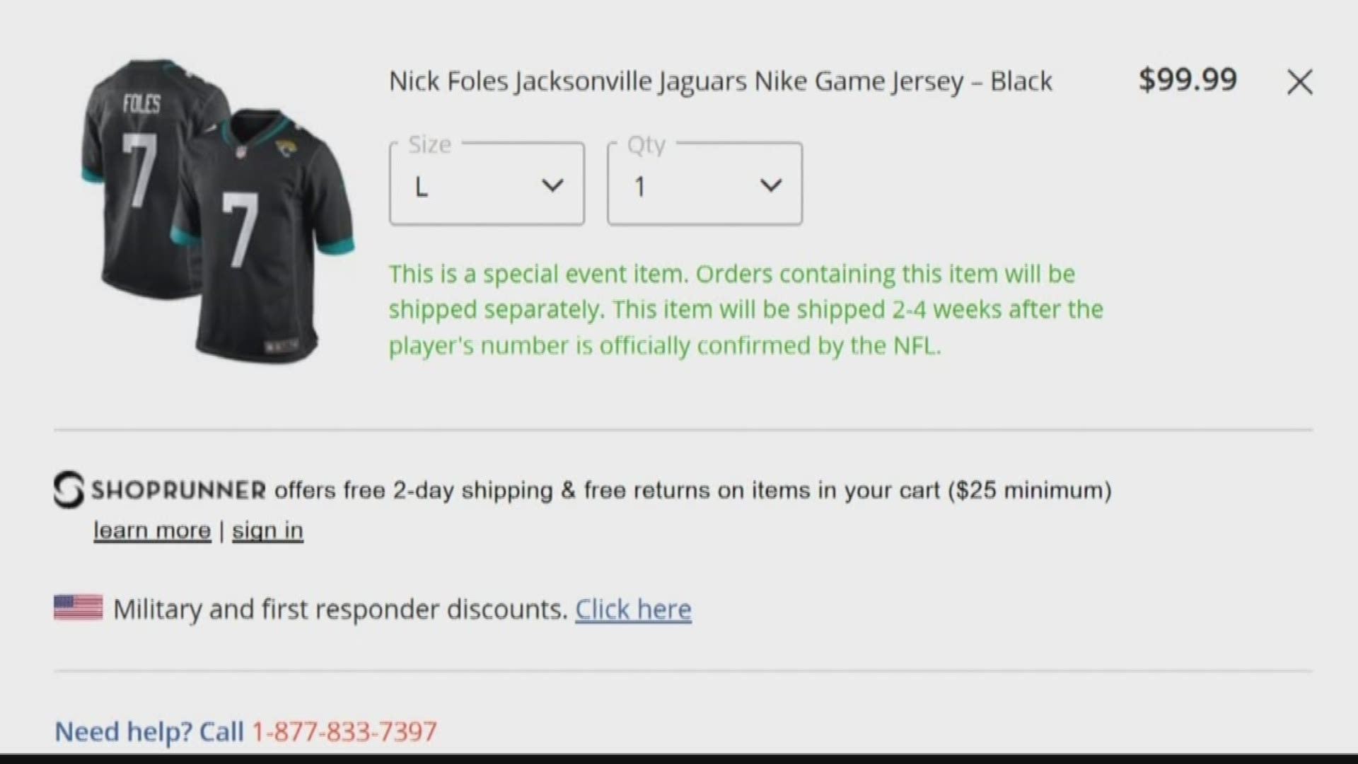 Foles wears no. 7 on the jersey but no. 2 when it comes to online sales.