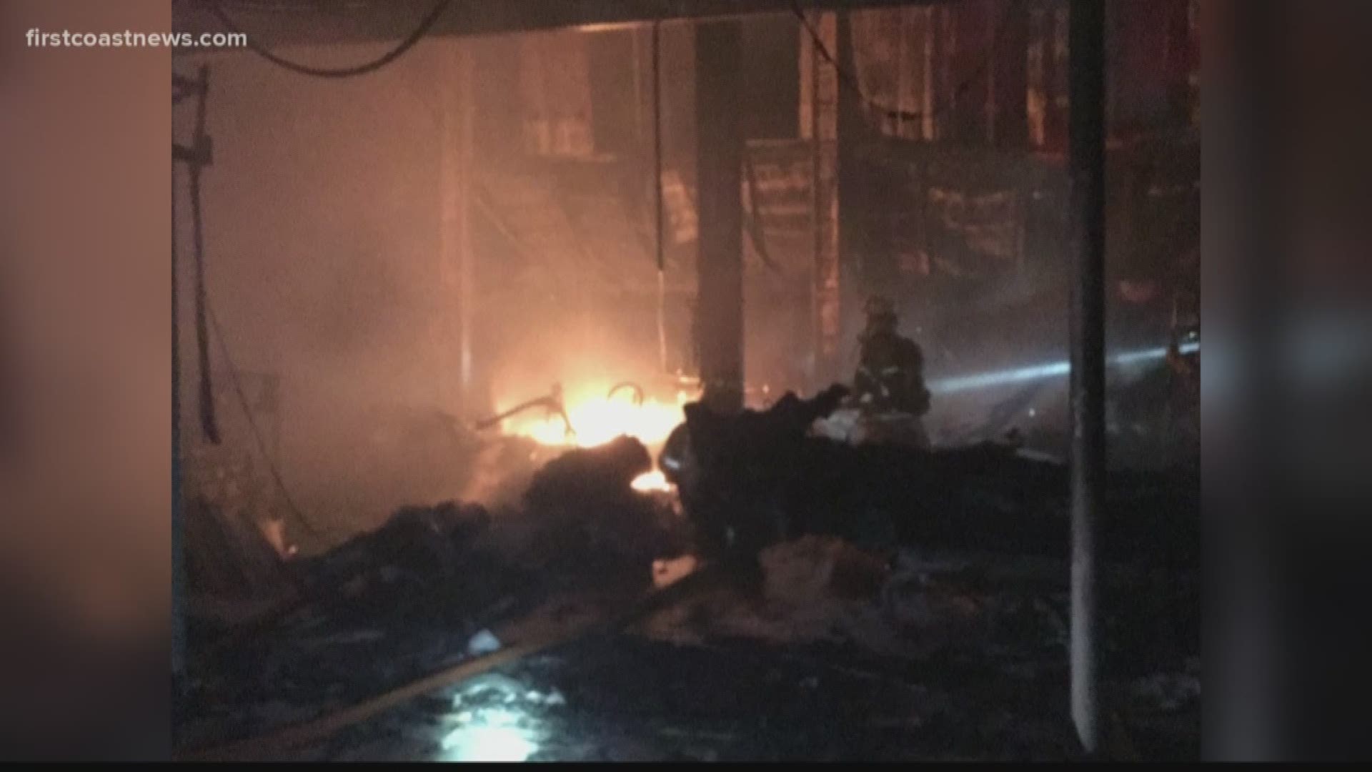 The Fernandina Beach Fire Department and Nassau County Fire-Rescue responded to a call about a fire that broke out in a building at Tiger Point Marina at 11:40 p.m. Monday.