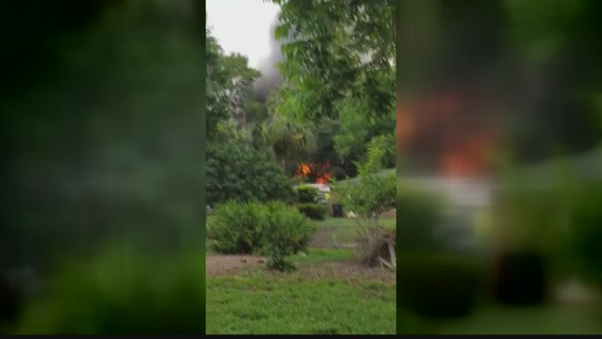 A home was destroyed in a fire caught in camera in Glynn County.