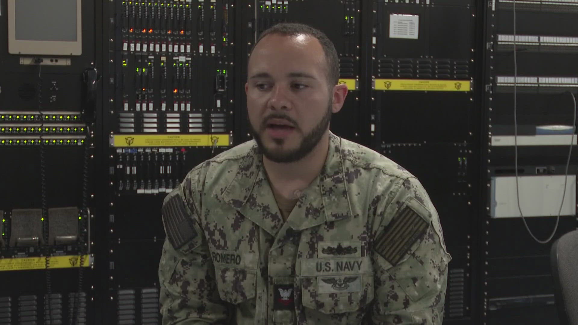 Alberto Romero serves in the Navy and is stationed at Mayport and works with the crew that helps air crafts land safely.