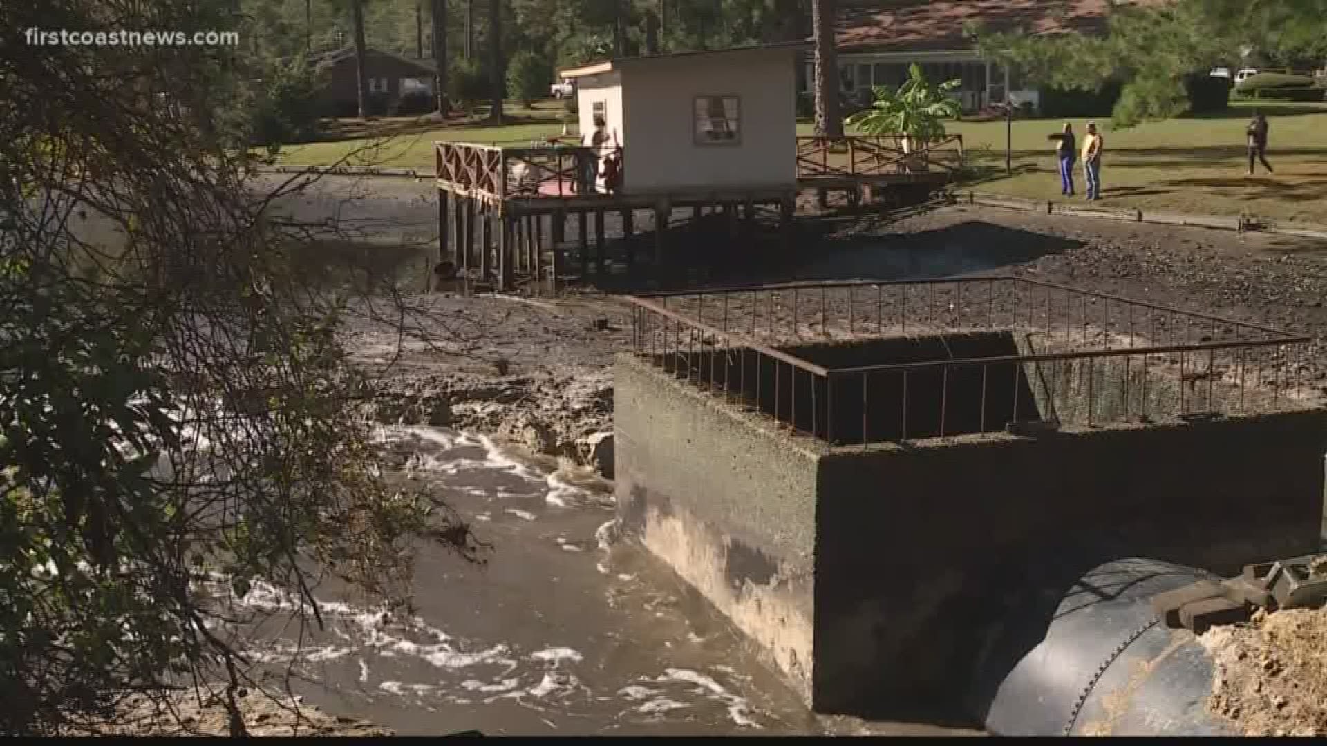 A man whose home sits near the dam noticed it was compromised Monday night. While there were no evacuation orders, police went door-to-door Monday to alert everyone of the situation.