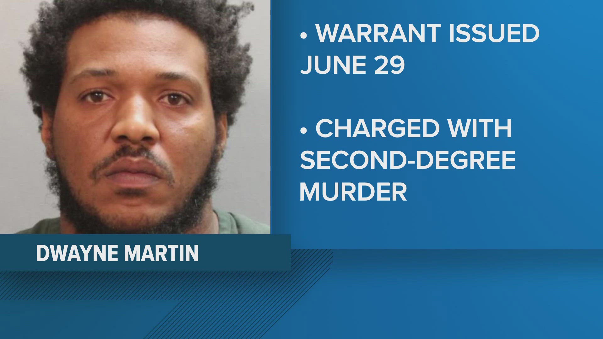 The warrant for Dwayne Martin's arrest was issued June 29.