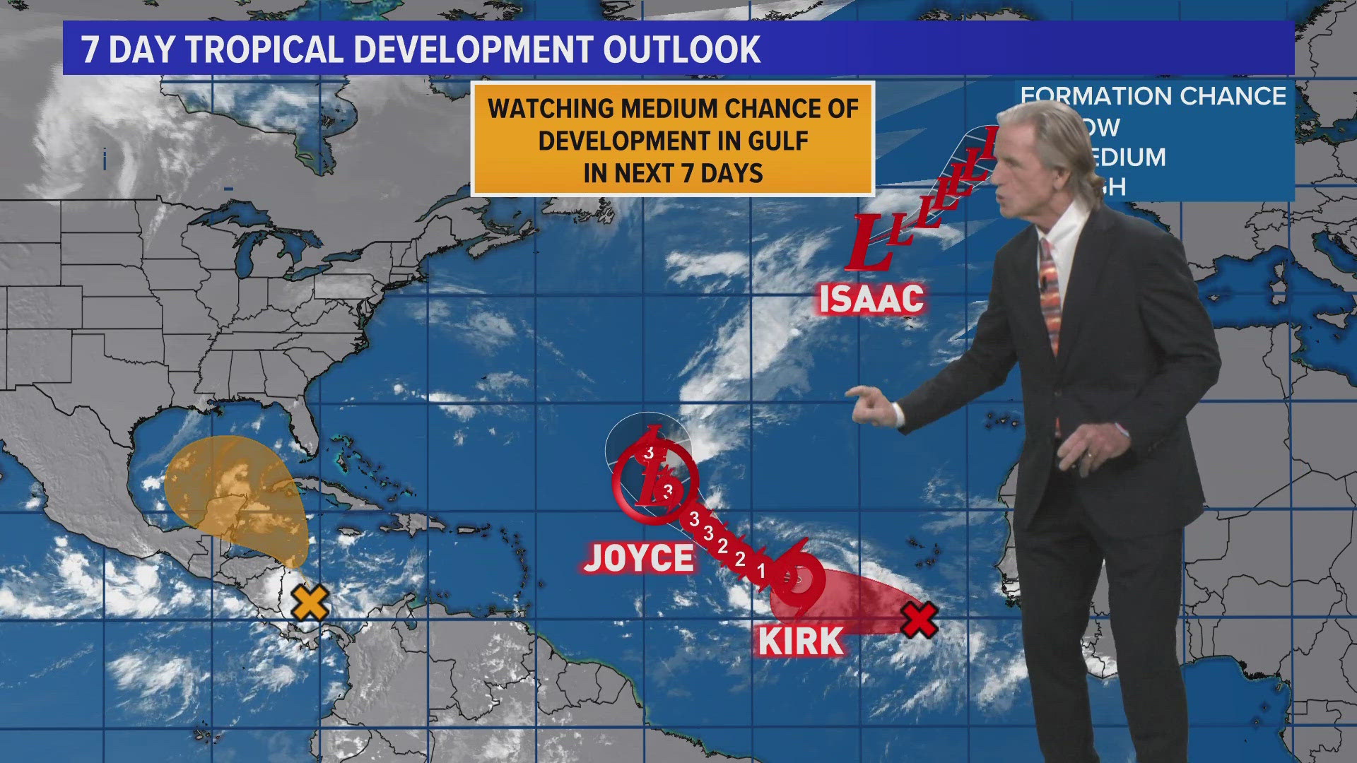 Isolated rain chances dwindling this evening with our eyes on the tropics for the weekend