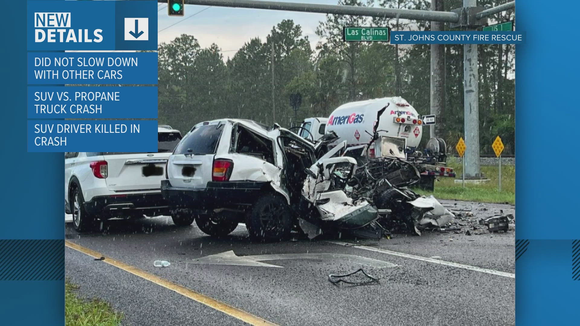 The Florida Highway Patrol said the driver of an SUV failed to slow down for the vehicle ahead and crashed into the back of it.