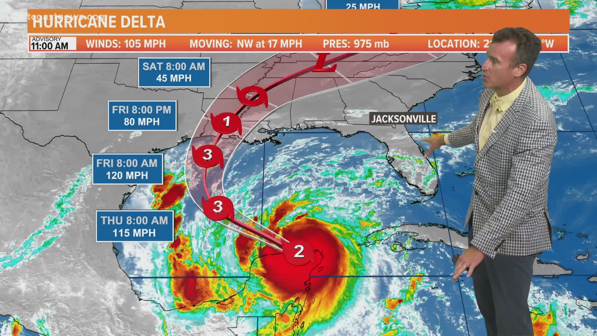 Hurricane Delta made landfall in Louisiana Wednesday morning with 110 mile-per-hour winds.
