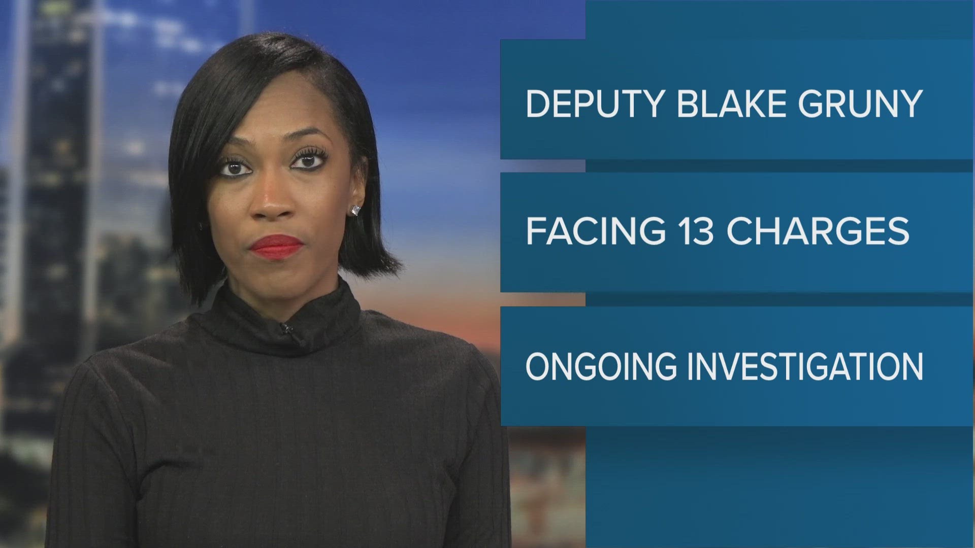 Deputy Blake Gruny was a member of the department for 8 years. He now faces 13 charges.