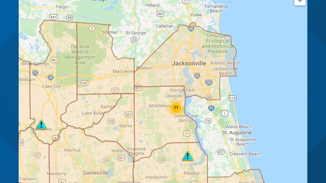 Clay County Power Outage Map Storms in Northeast Florida causes power outages | firstcoastnews.com