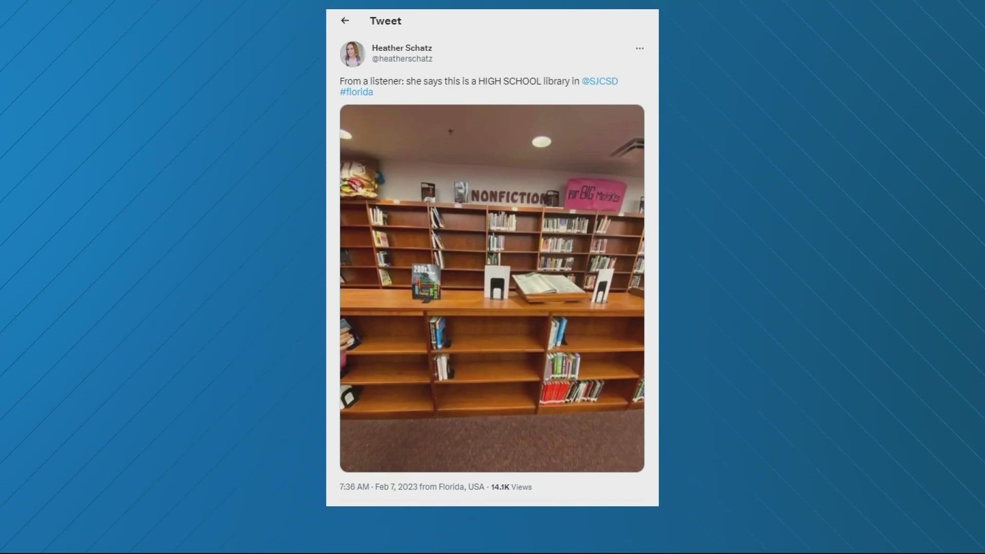 Here's what we've learned about the photo that was taken in a library at a St. Johns County public school.