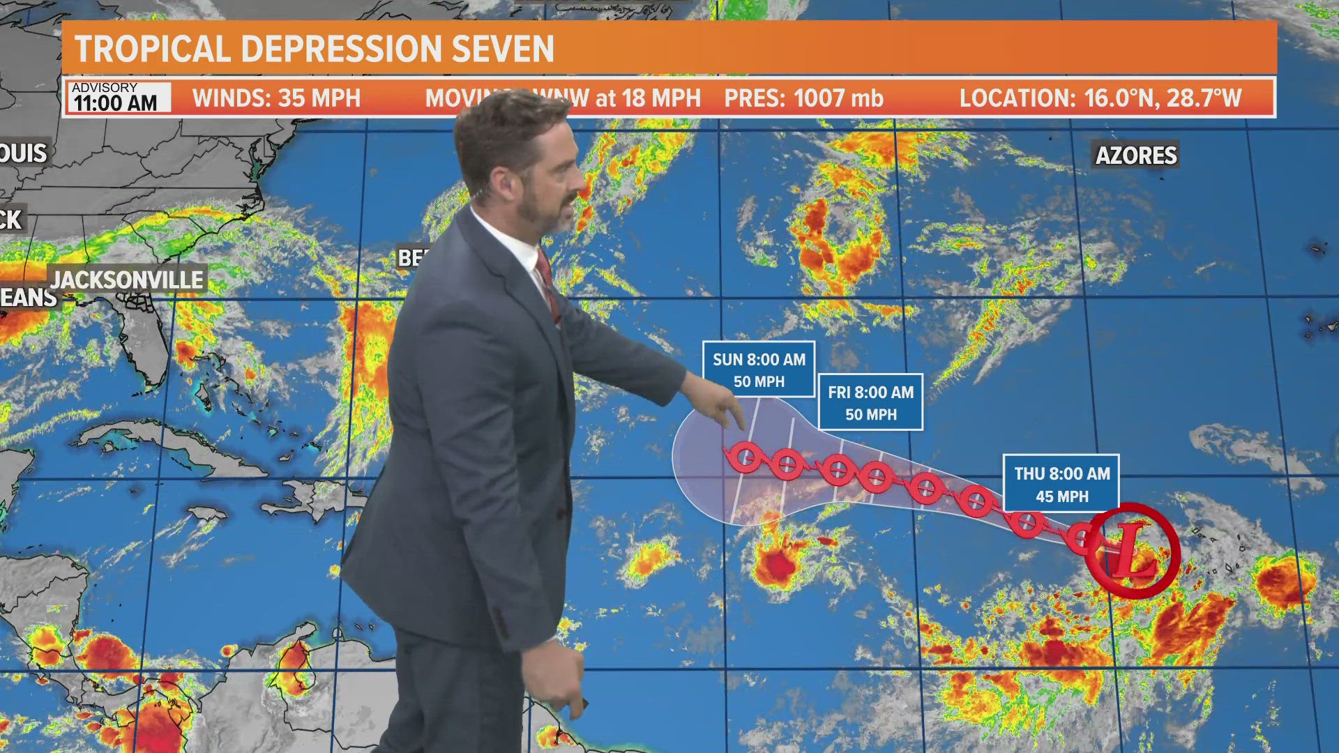 Tropical Depression 7 has formed and is still centered very close to the coast of Africa.