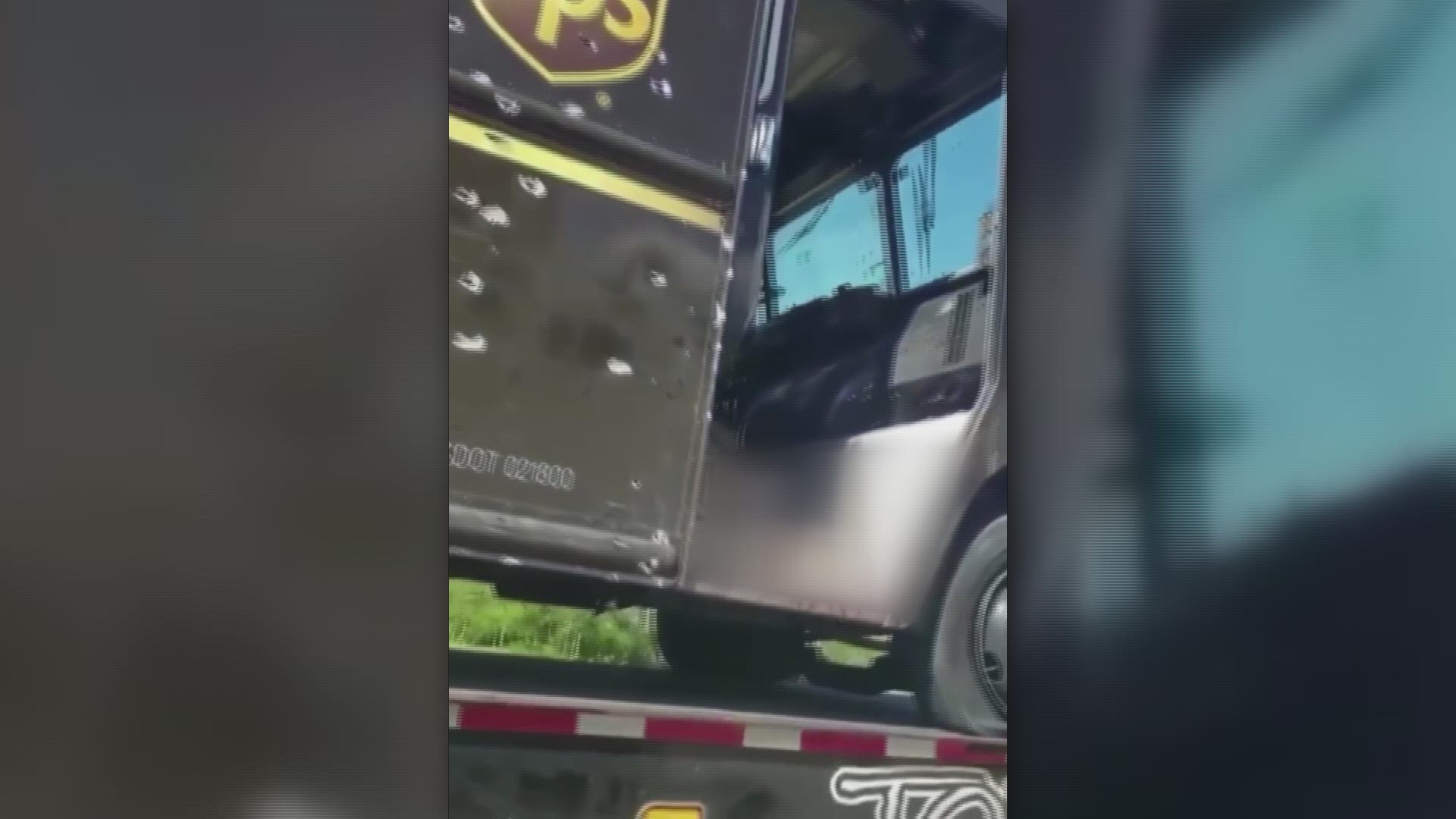 A First Coast News viewer shot video of the truck as it was being towed north on I-95.