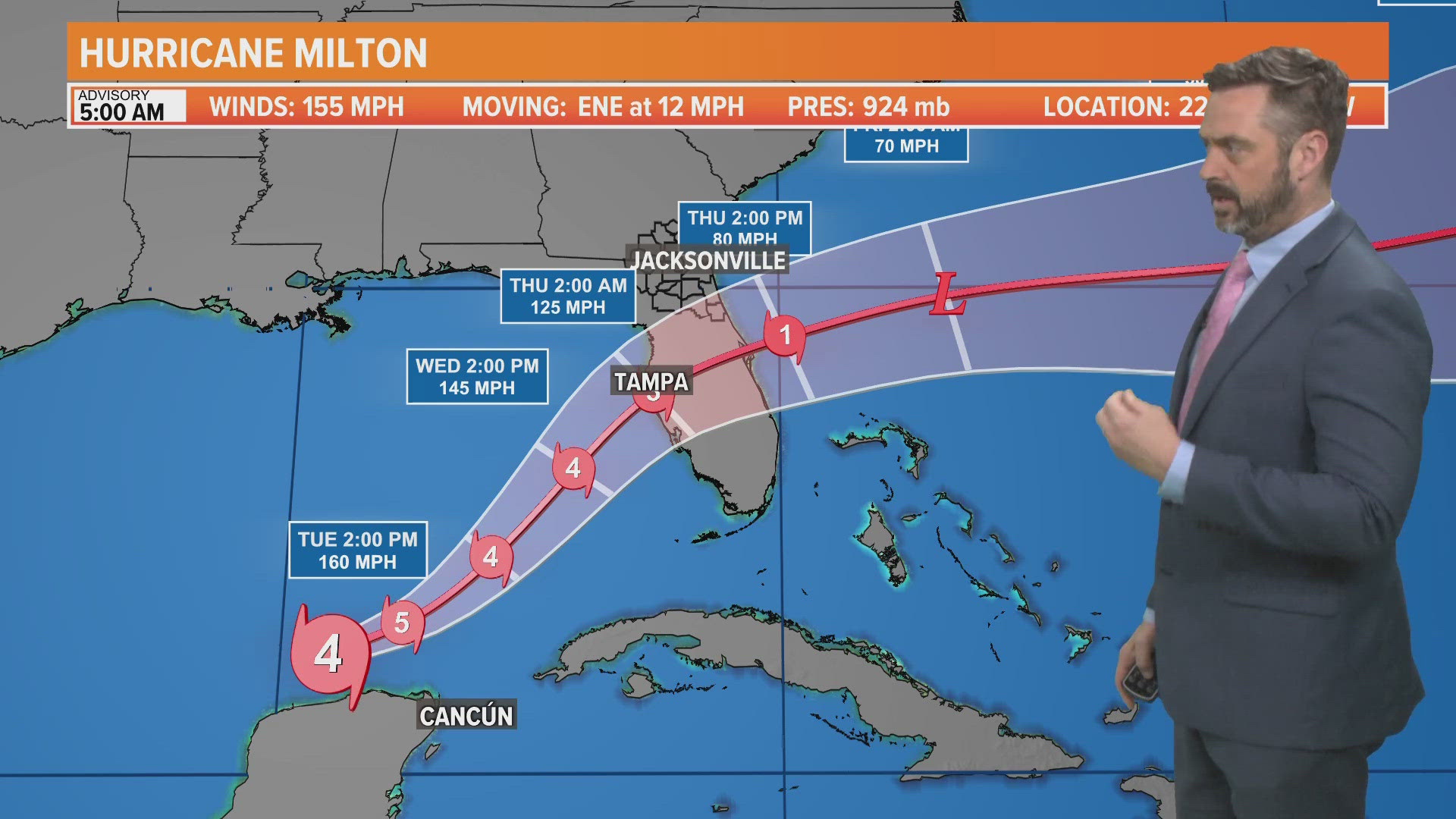 A look at the Tuesday morning forecast for Hurricane Milton