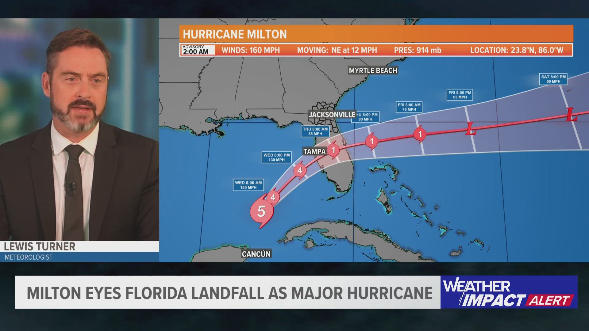 Meteorologist Lewis Turner breaks down the latest update with Hurricane Milton.