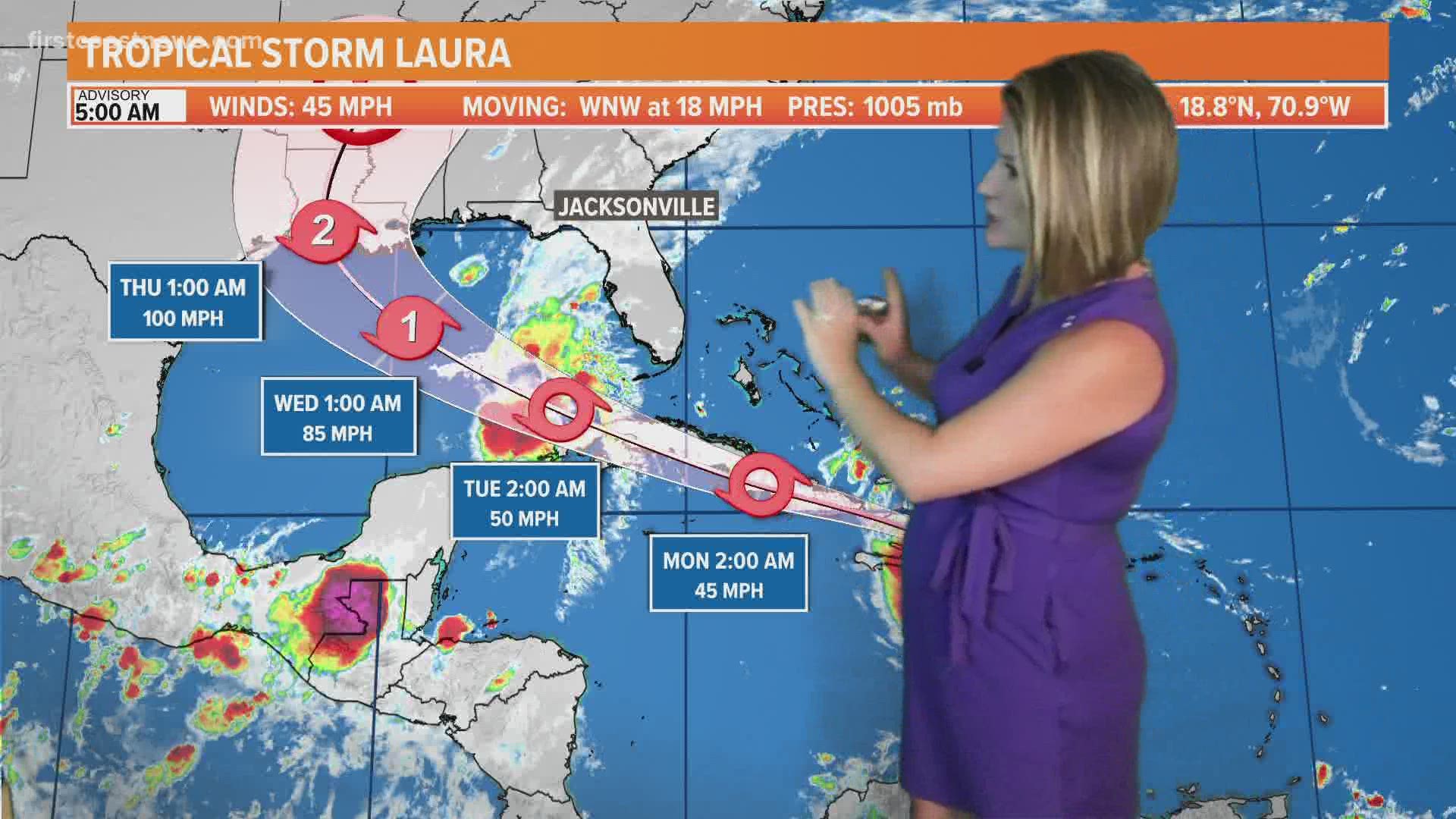 Tropical Storm Laura and Tropical Storm Marco are strengthening and are both expected to make landfall along the northern Gulf coast early this week.