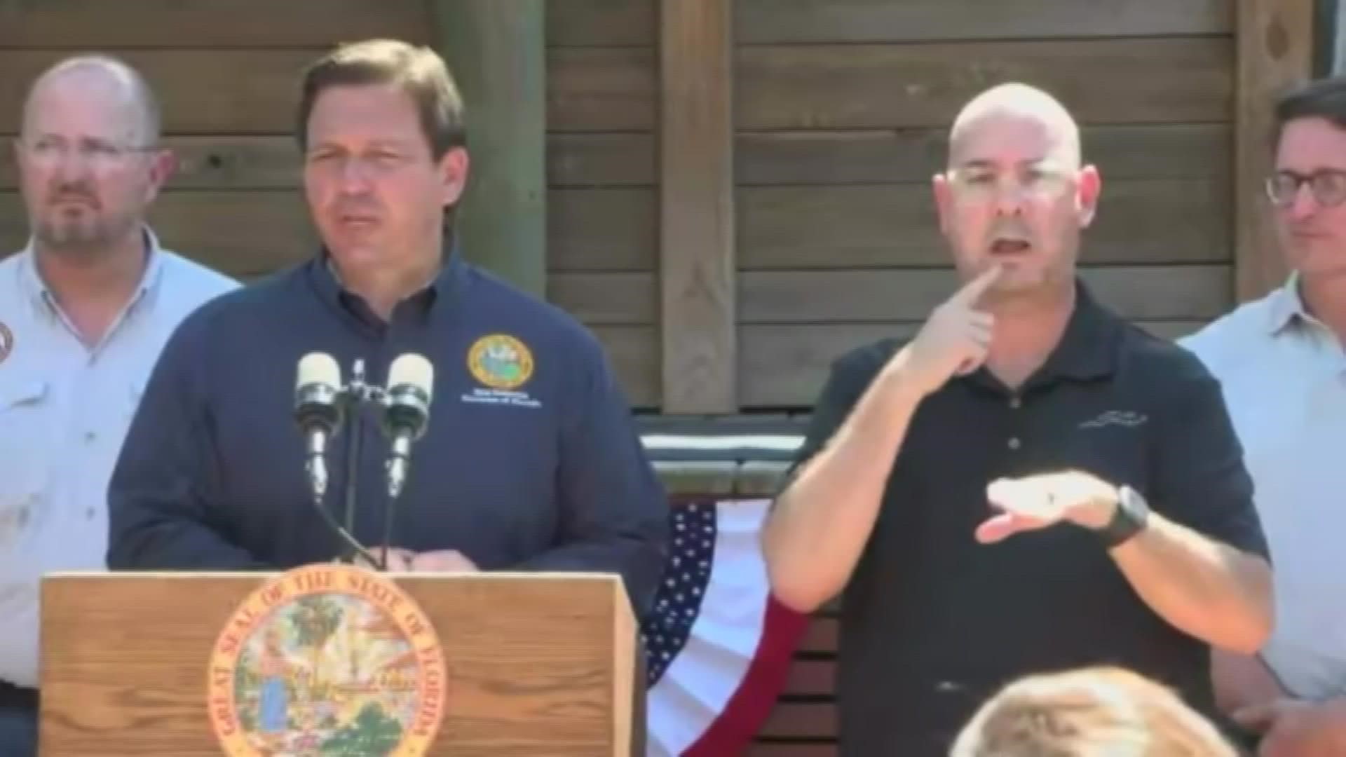 Gov. DeSantis addresses community members in Southwest Florida following major destruction from Ian.
