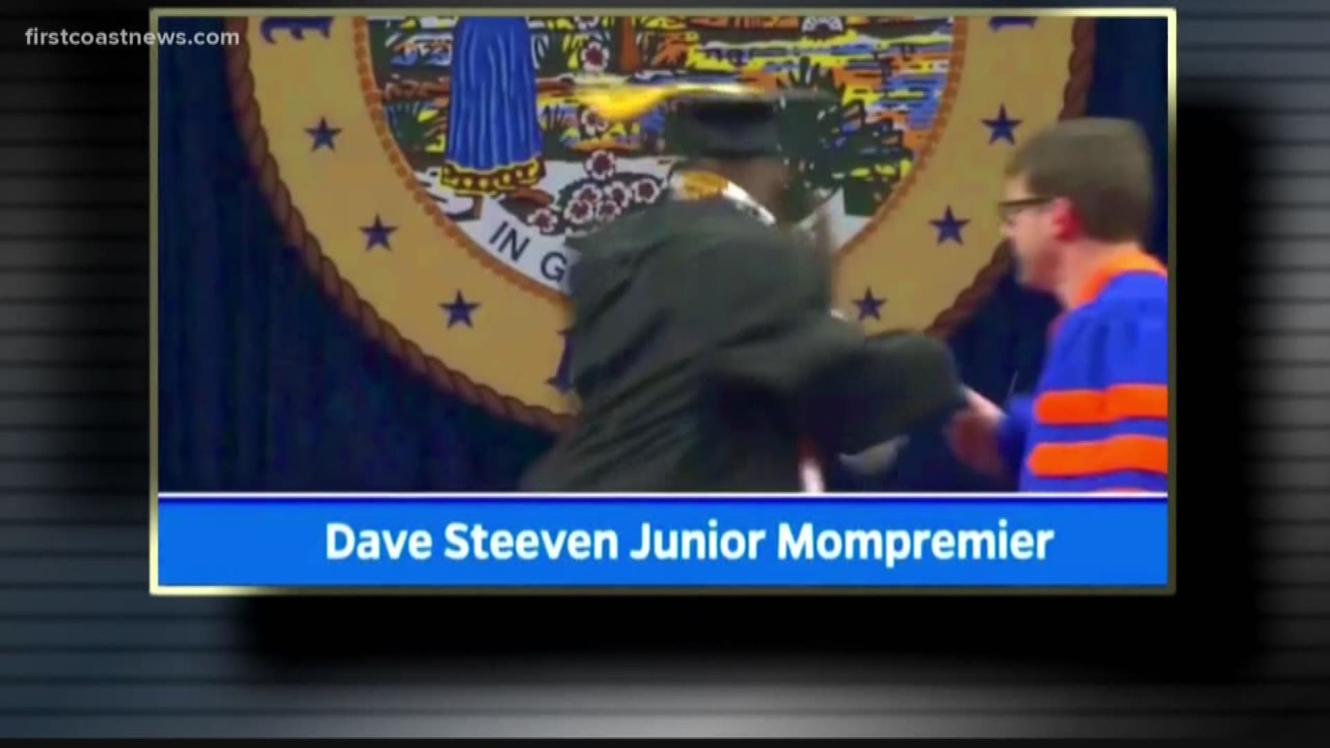 Videos popping up on social media showed an usher forcibly removing students from the stage after they received their diplomas during the university's commencement.