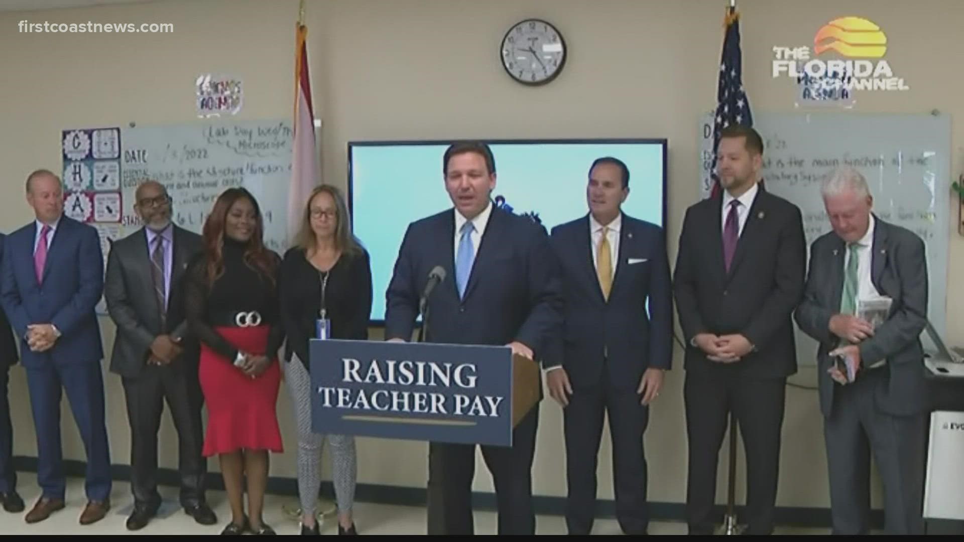 The governor said the money will go toward increasing the average teacher salary for both new teachers and veteran teachers.