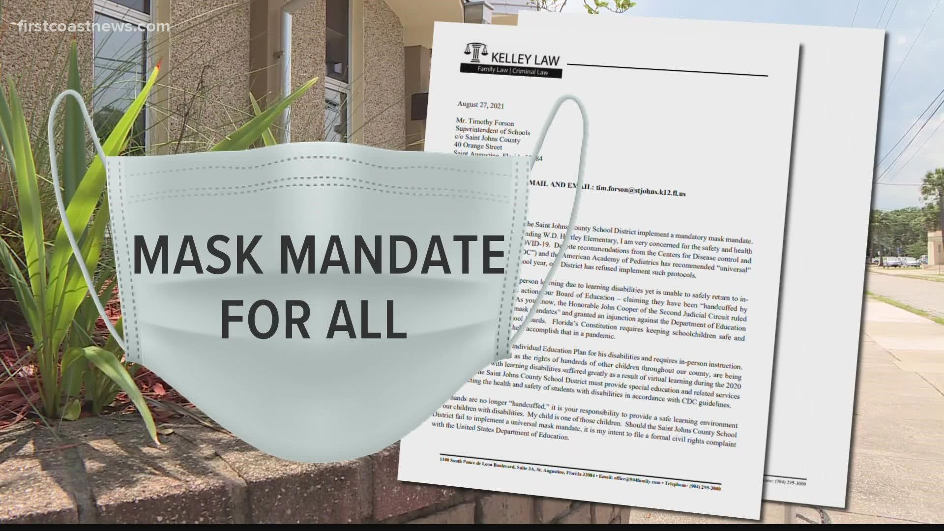 Mother plans to file Title IX complaint if St. Johns Co. School District doesn't implement mask mandate