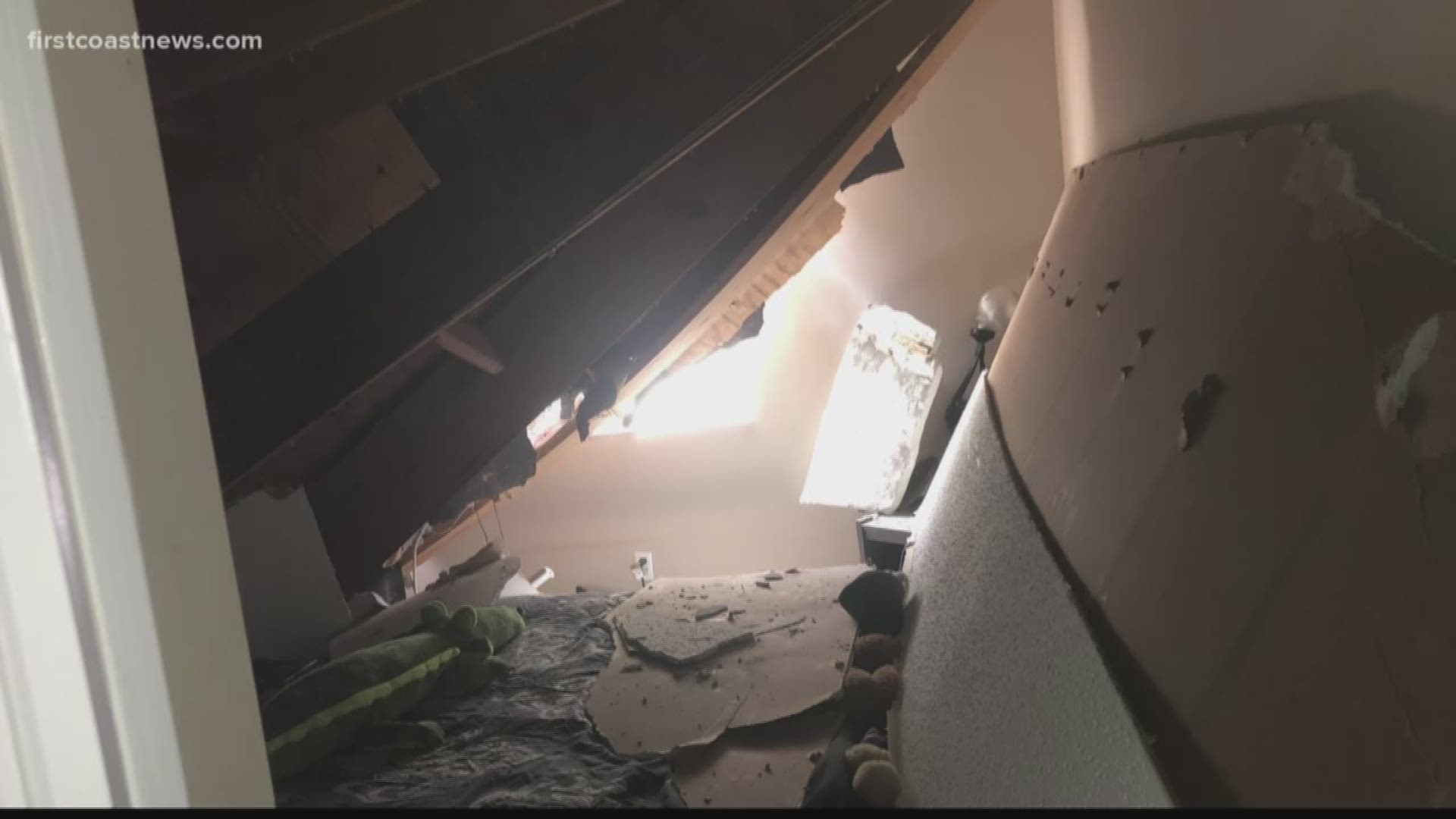 Tenants upset after roof collapsed in apartment but thankful they weren ...