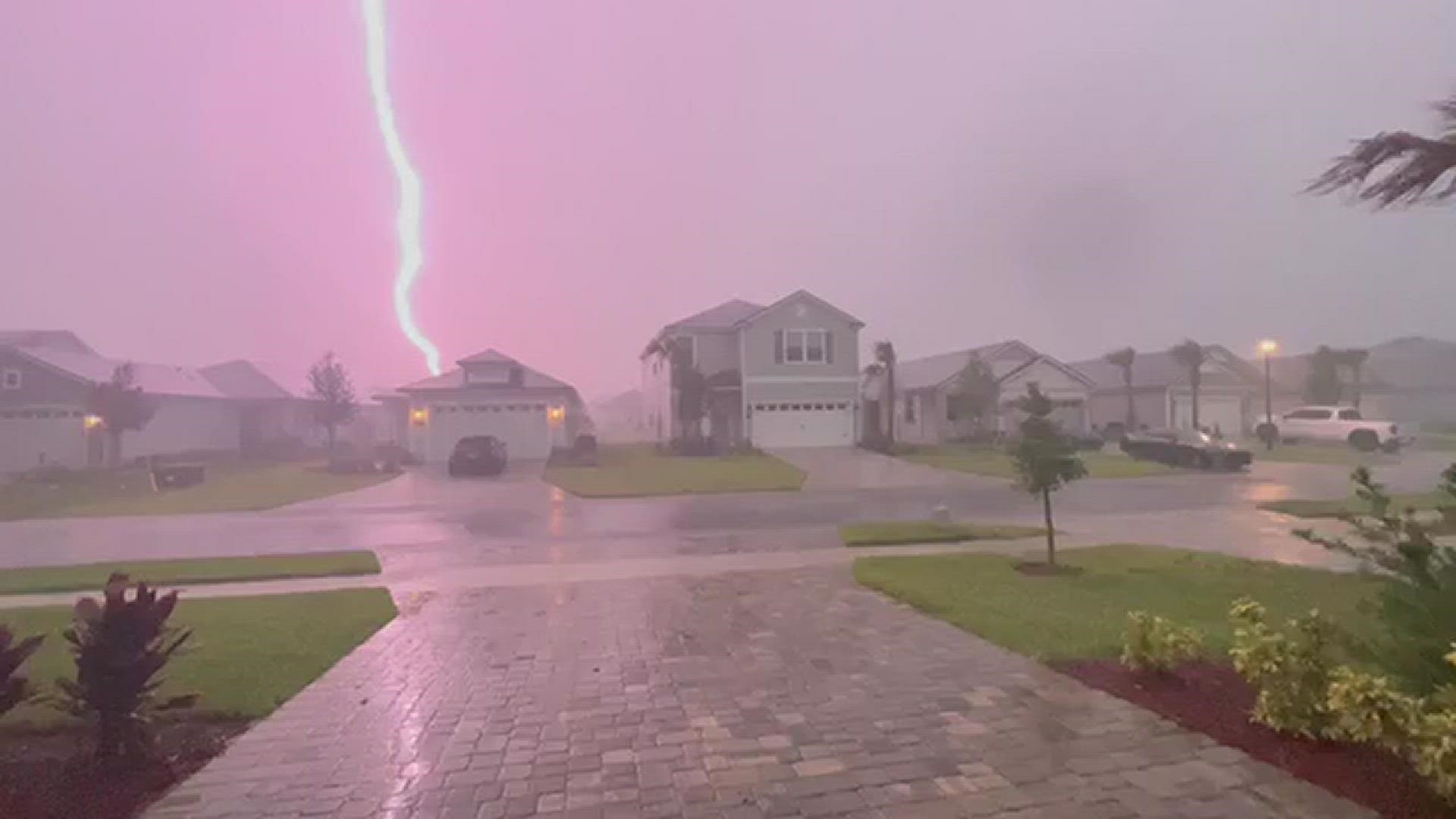 Video of lightning strikes in St. Johns County.