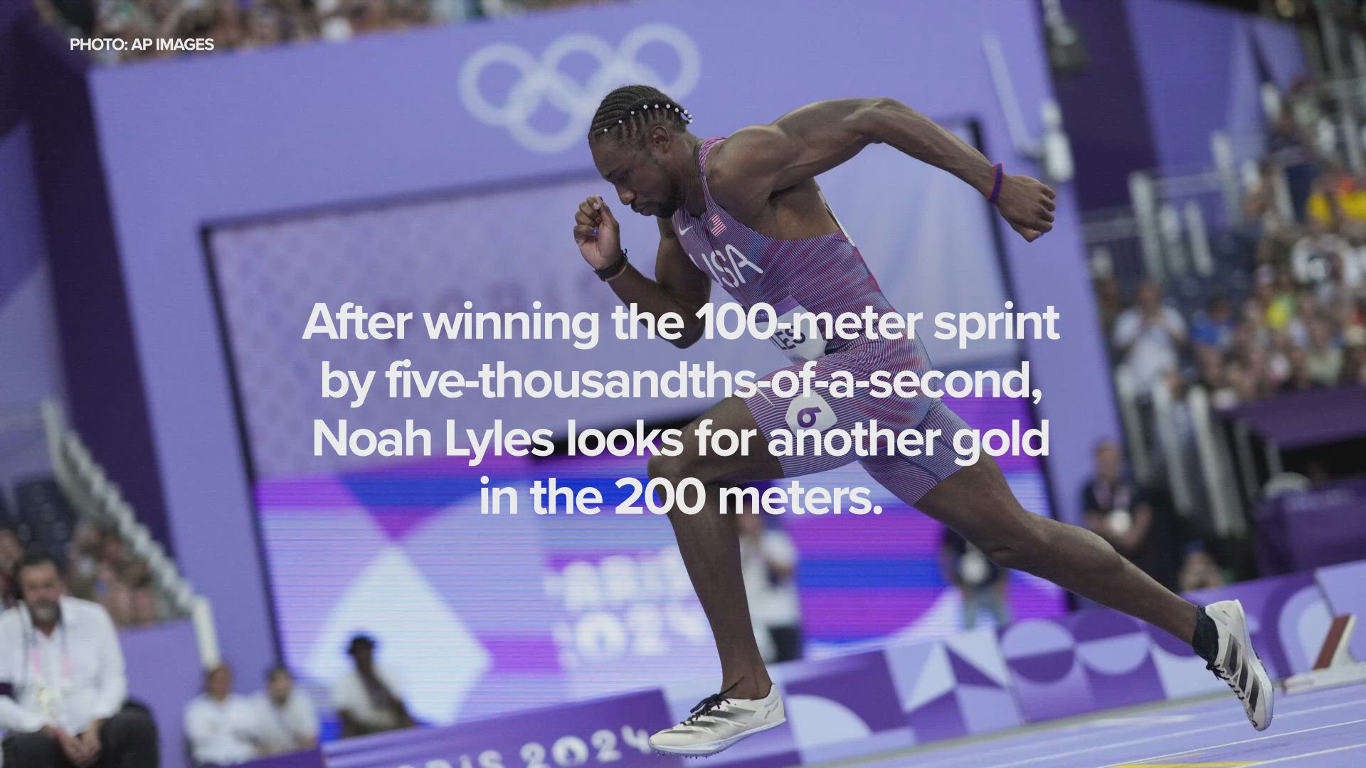 After winning the 100-meter sprint by .005 seconds, Noah Lyles looks for another gold in the 200 meters.