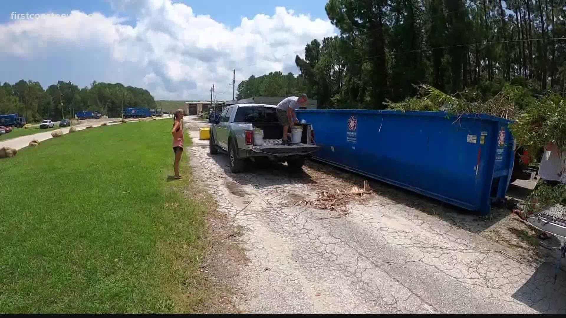 There was so much debris dropped off Wednesday that the county needed a second dumpster to handle the load.