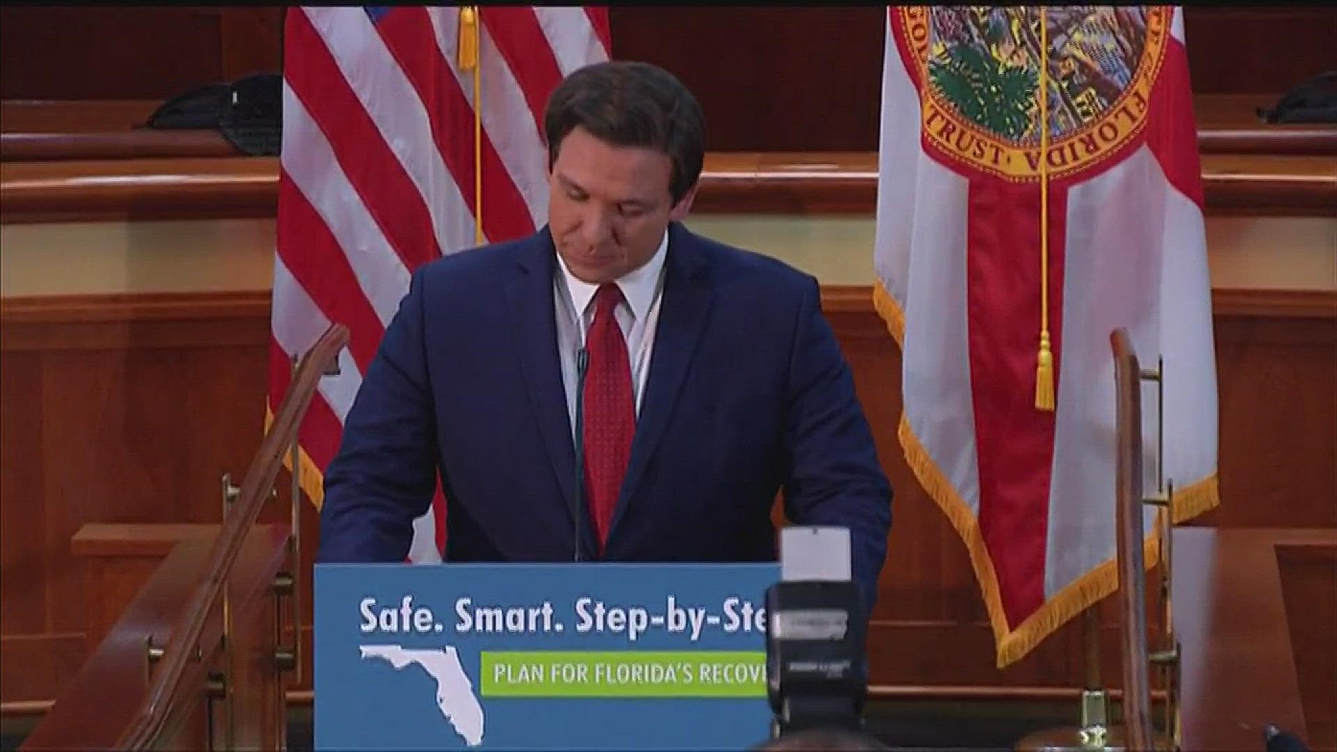 Florida Gov. Ron DeSantis explained the first phase of reopening Florida, which will begin Monday, May 4.