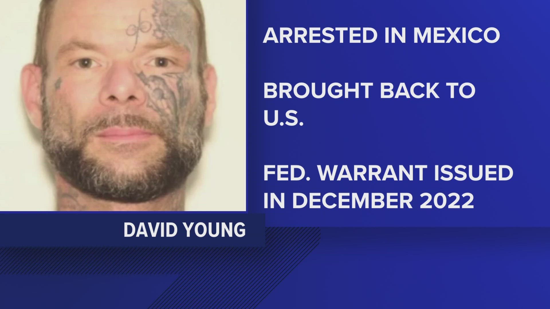 David "Khaos" Young is now in custody, according to the FBI. He is a member of the white supremacist gang Ghost Face Gangsters.