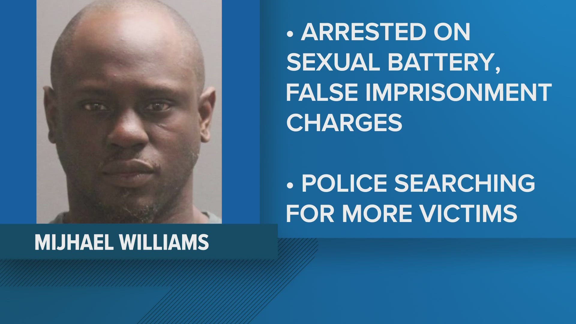 Mijhael Williams, 39, was arrested after police received information in November regarding a sexual battery that had occurred in the 2400 block of Dunn Avenue.