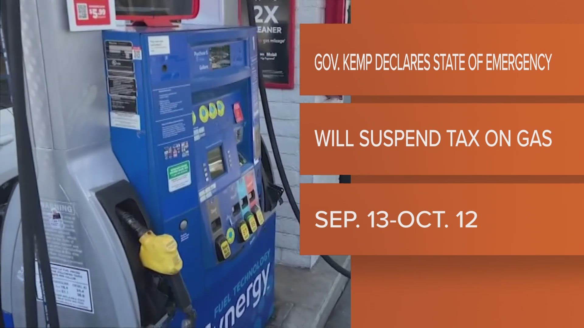 Kemp declared a state of emergency because of the 40-year high inflation. The temporary tax suspension on gas in Georgia starts Wednesday and lasts until Oct. 12.