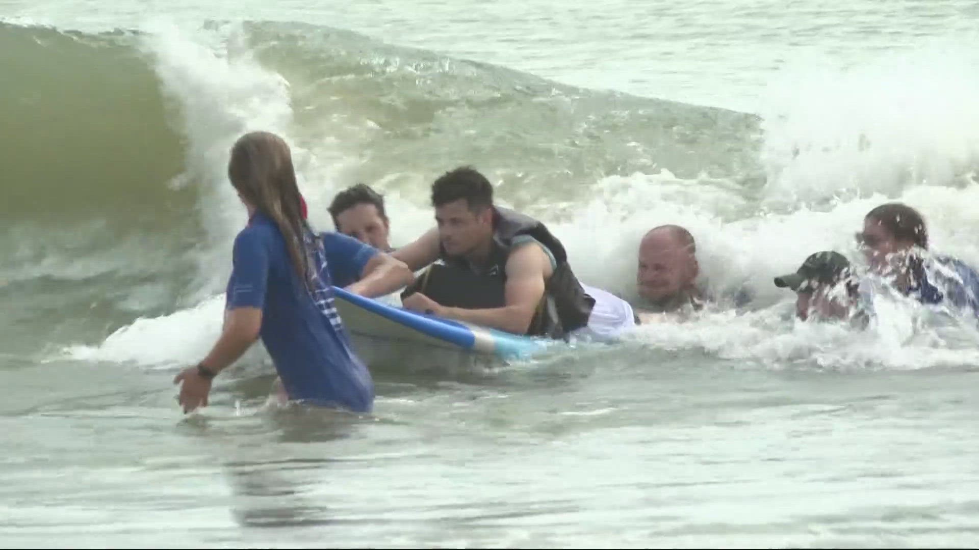 50 people took part in the Brooks Rehabilitation Adaptive Sports & Recreation Event Saturday, an opportunity to hit the waves that they may not have otherwise had.