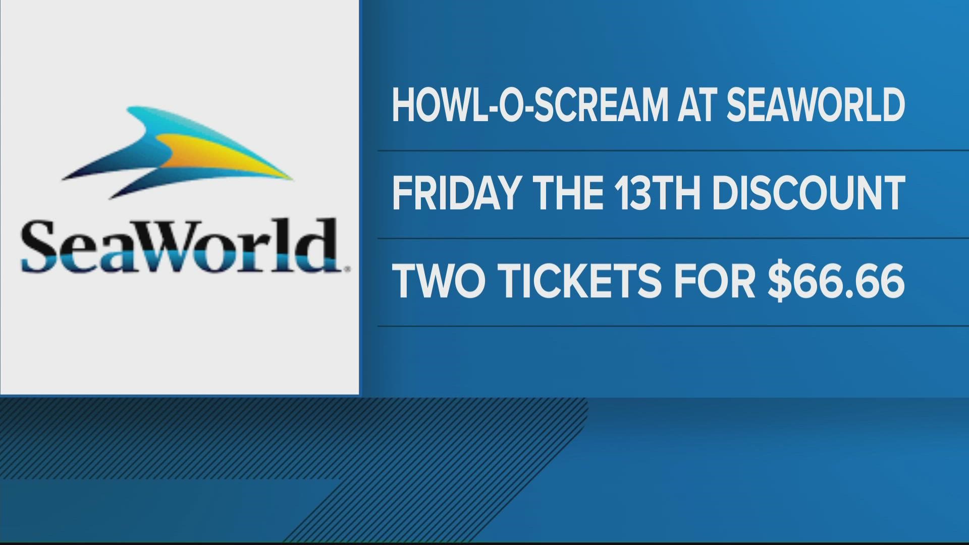 SeaWorld offering Howl-O-Scream ticket discount on Friday the 13th.