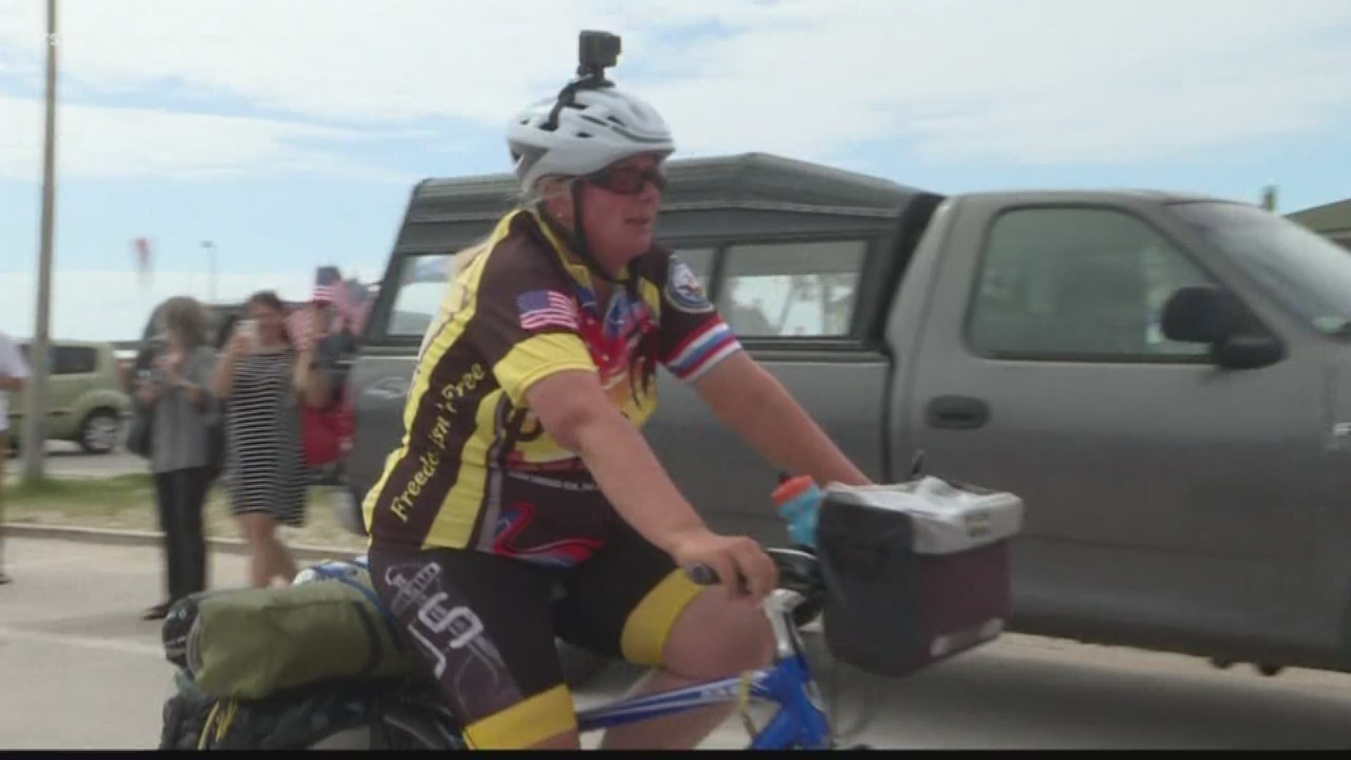 Tracy Sefcik spent 9 weeks riding her bike across the country to raise money for veterans.