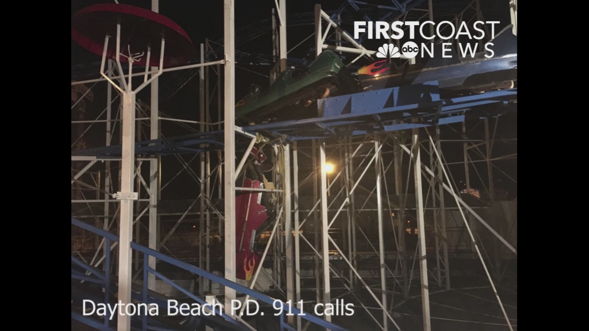 RAW AUDIO: Listen to the newly released 911 calls from Daytona Beach roller coaster derailment. Two people fell 34 feet after a roller coaster derailed in Daytona Beach Thursday night, according to the Daytona Beach Fire Department.