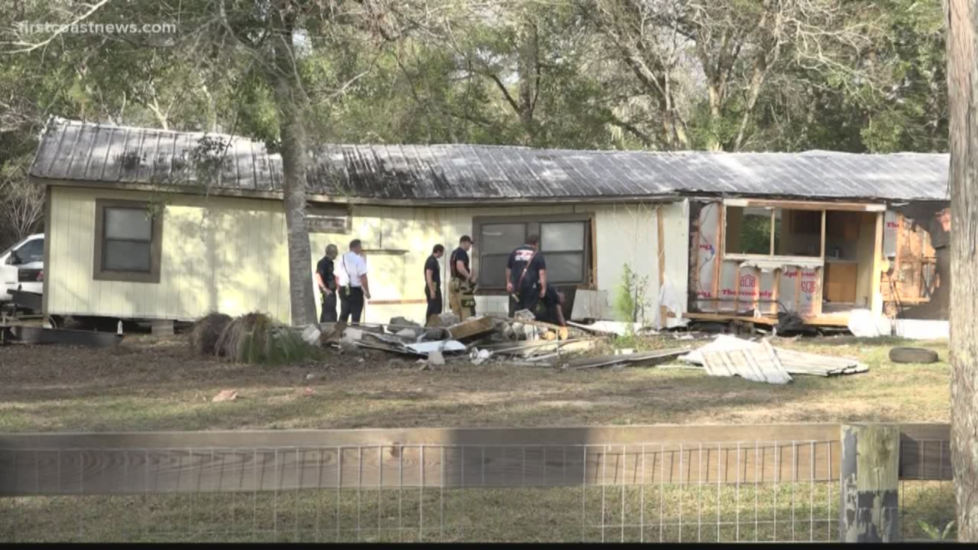 First responders said a moving company was in the process of moving a vacant mobile home to the Northside when it collapsed, trapping an employee.