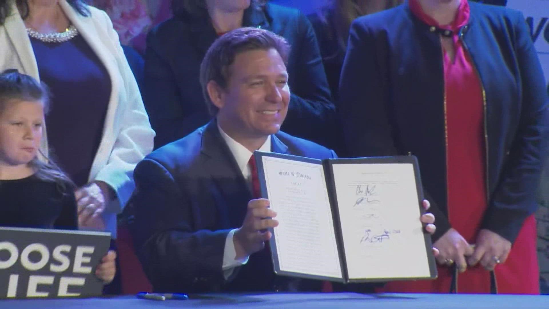 The hotly contested bill banning abortions after 15 weeks in Florida was signed into law by Governor Ron DeSantis Thursday in Kissimmee.