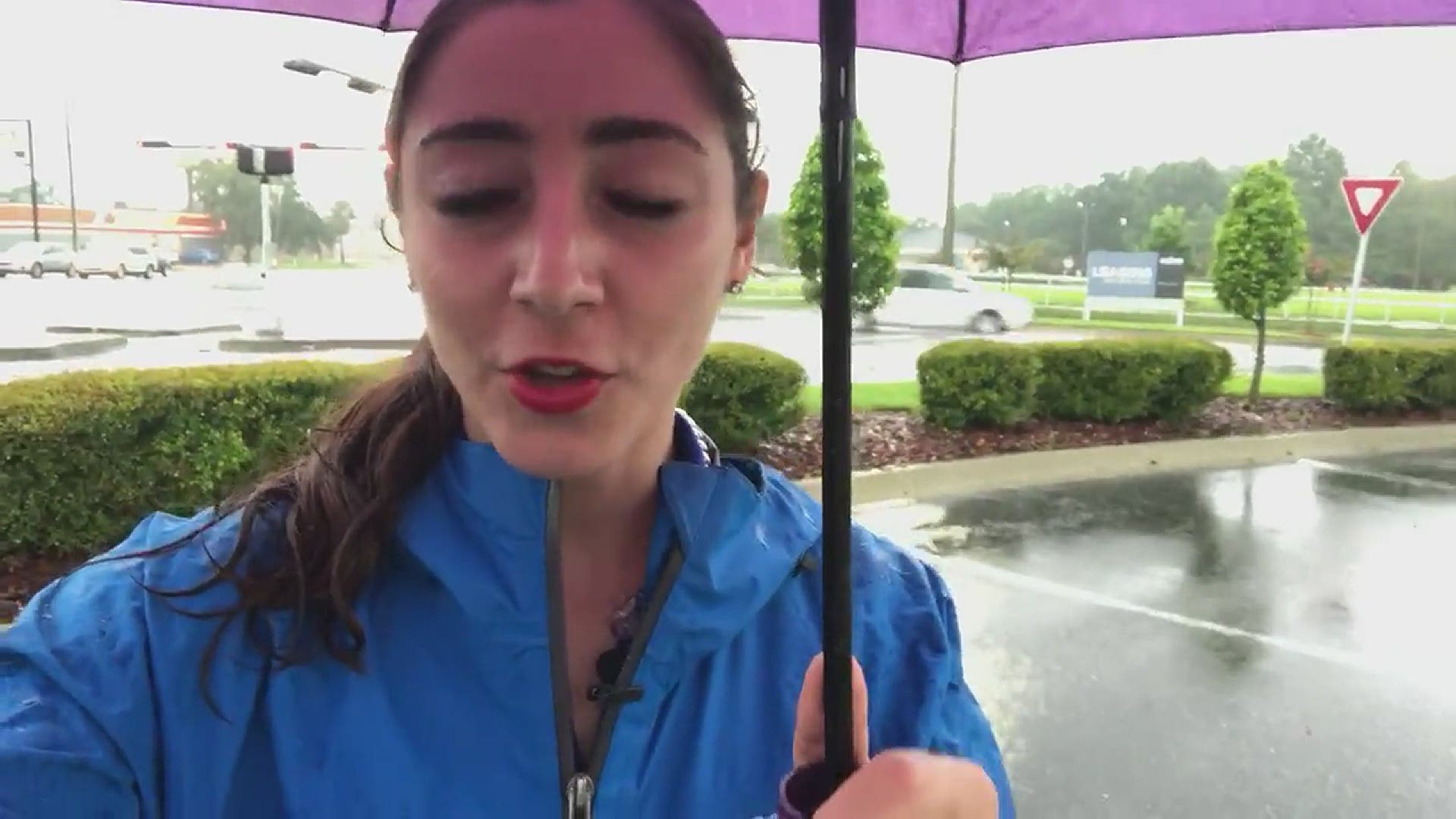 Heavy rain coming down near Downtown Lake City. Community centers around the county will be open Wednesday to serve as shelters during Tropical Storm Elsa.
Credit: Renata Di Gregorio