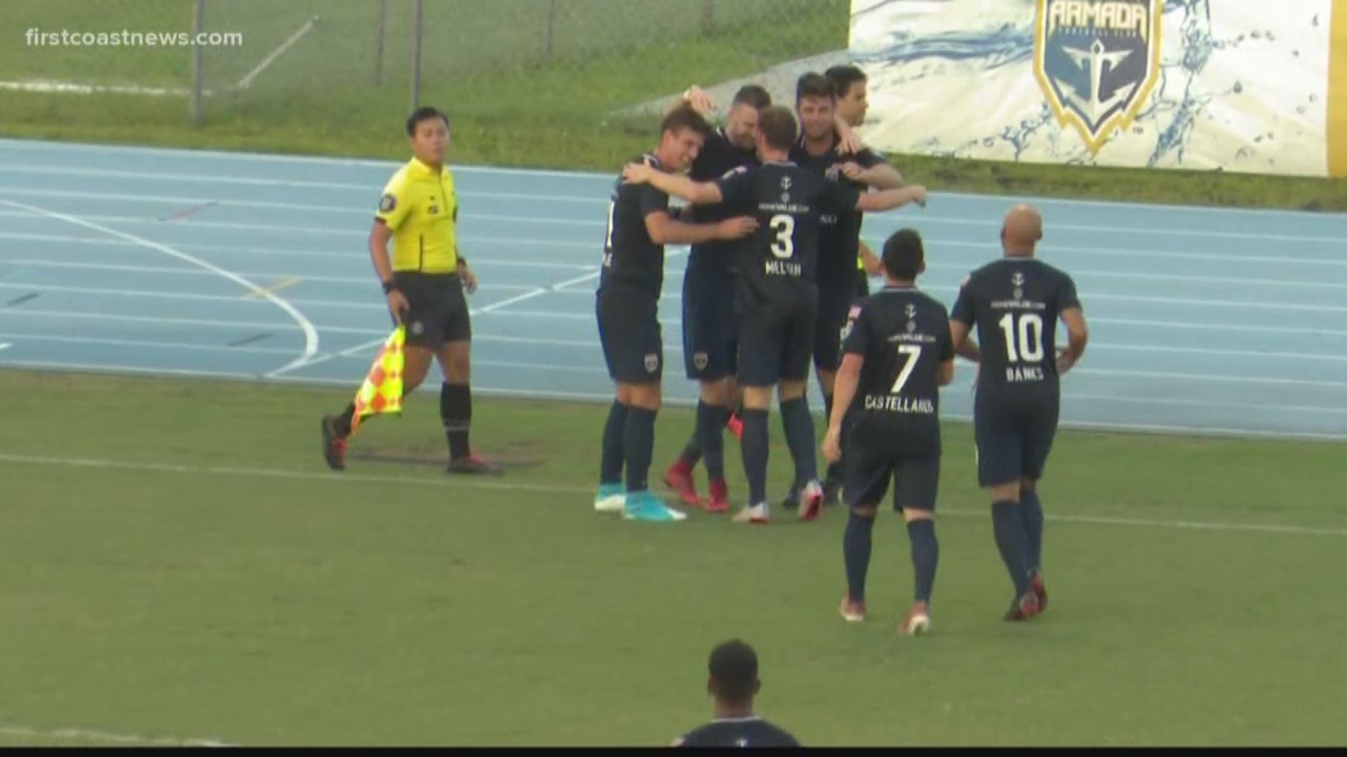The Jacksonville Armada Football Club defeated Miami United Football Club 4-1 at Hodges Stadium in Jacksonville in their debut playoff match.