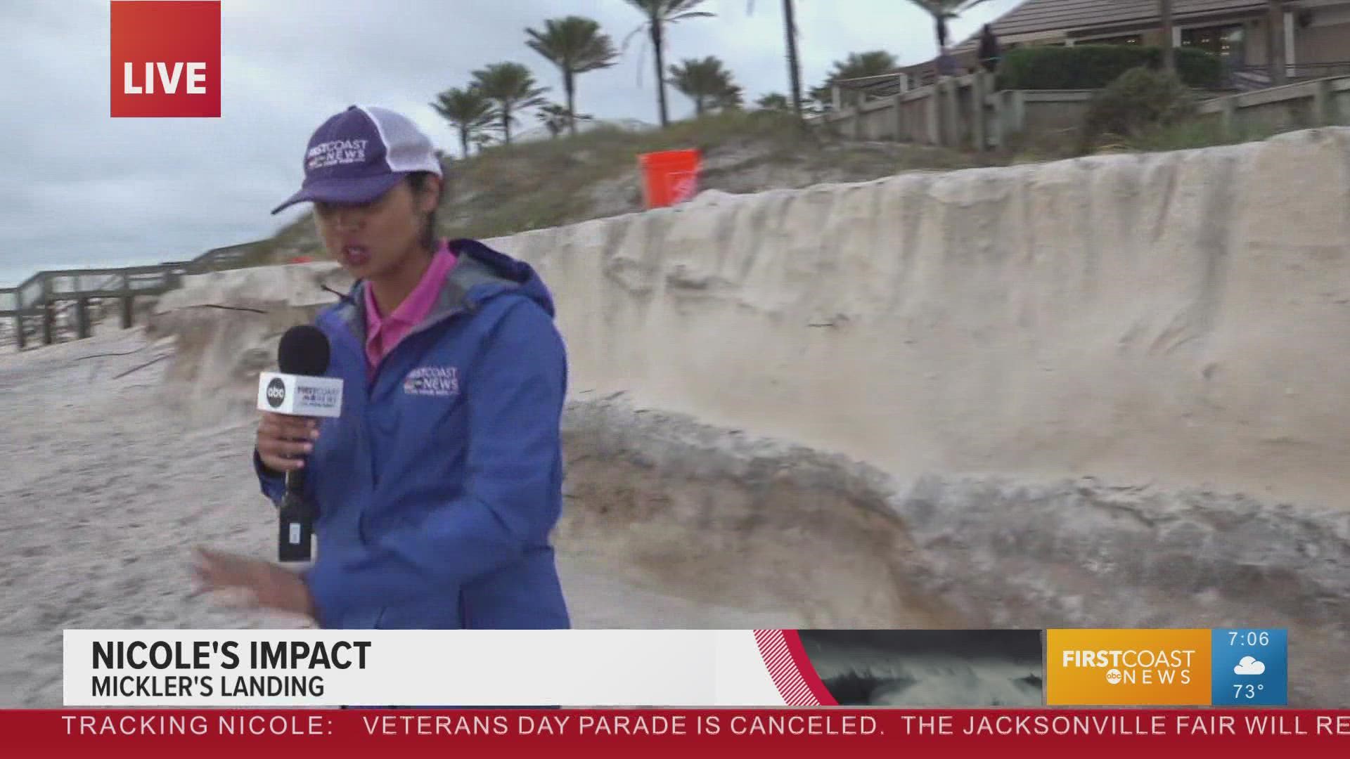 First Coast News' Atyia Collins gives us a look at the beach after Tropical Storm Nicole.