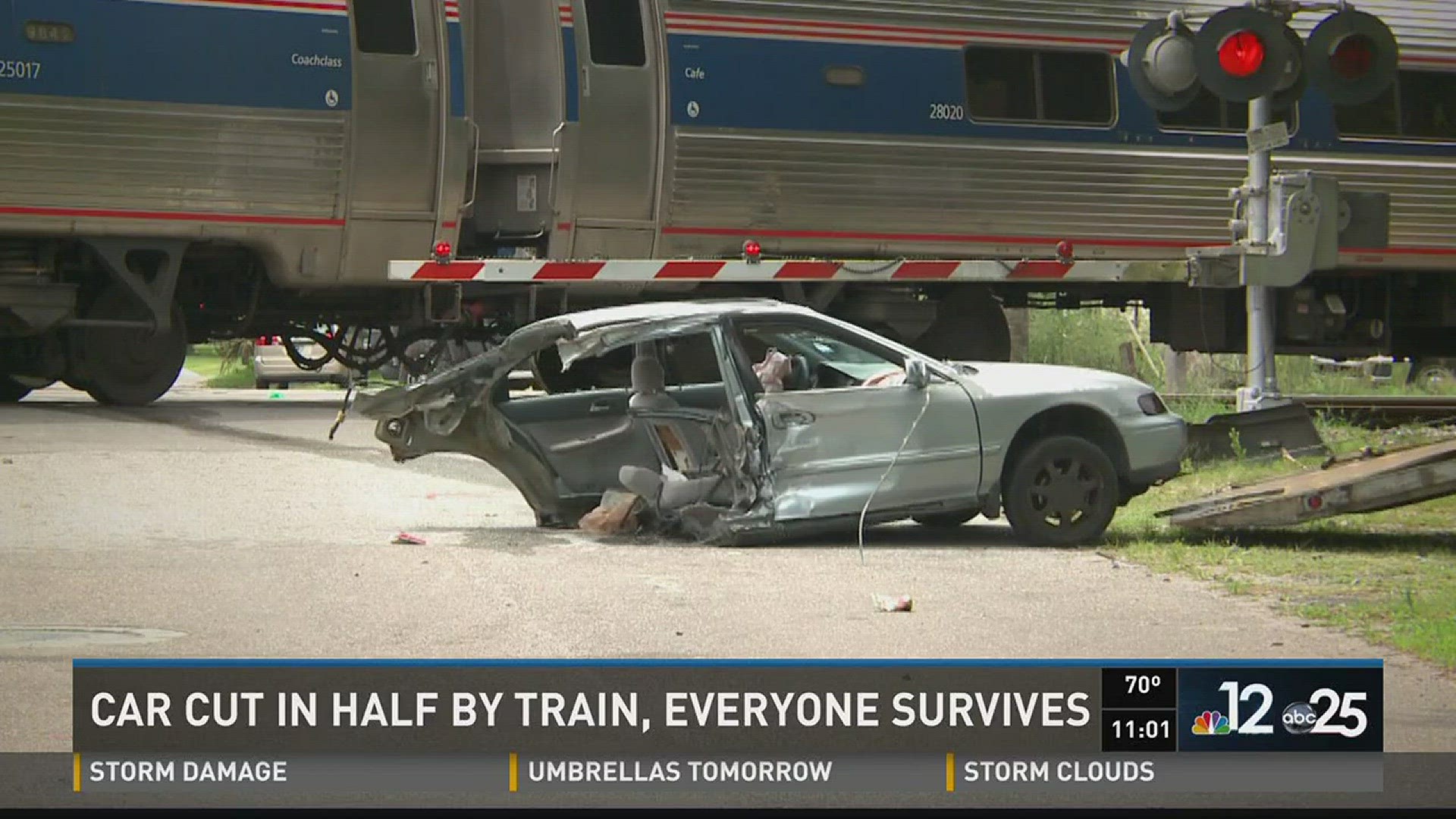 None of the 171 passengers aboard the train were injured and the three people in the car all survived.