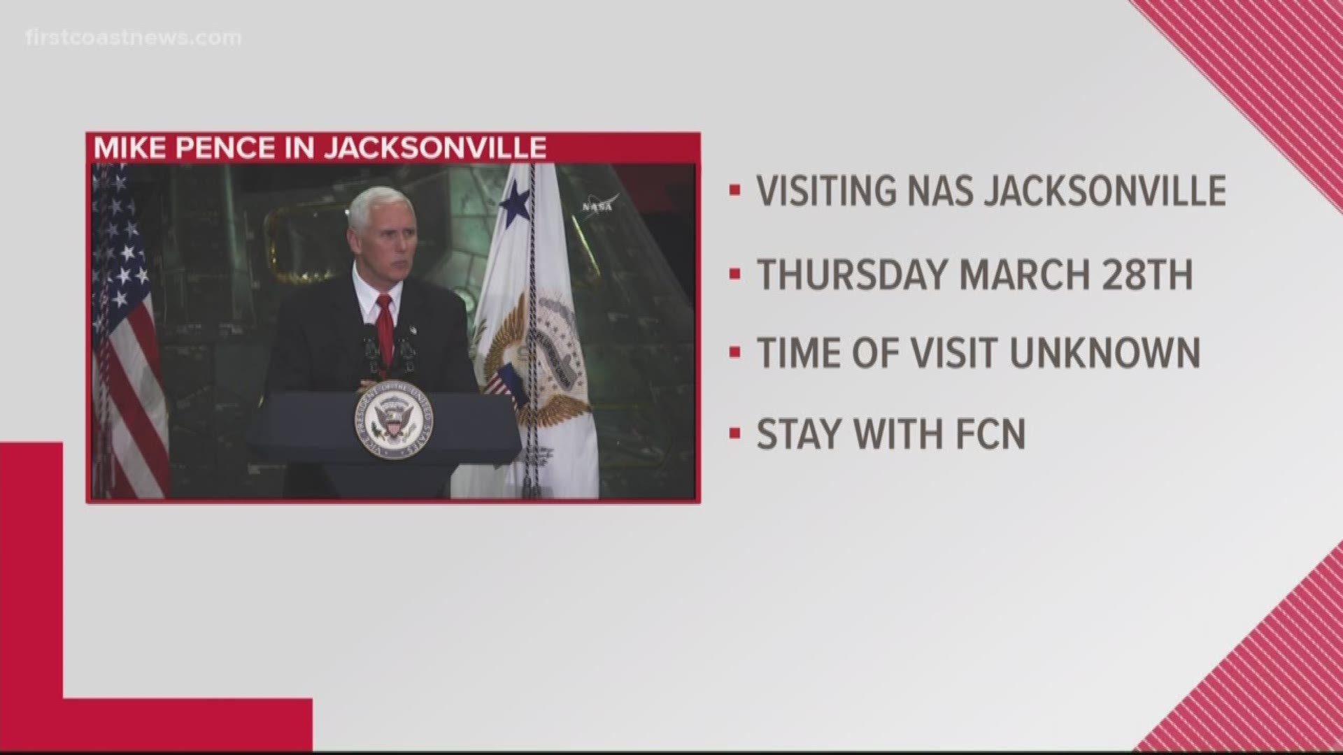 Vice President Mike Pence is expected to visit Jacksonville Thursday evening, sources tell First Coast News.