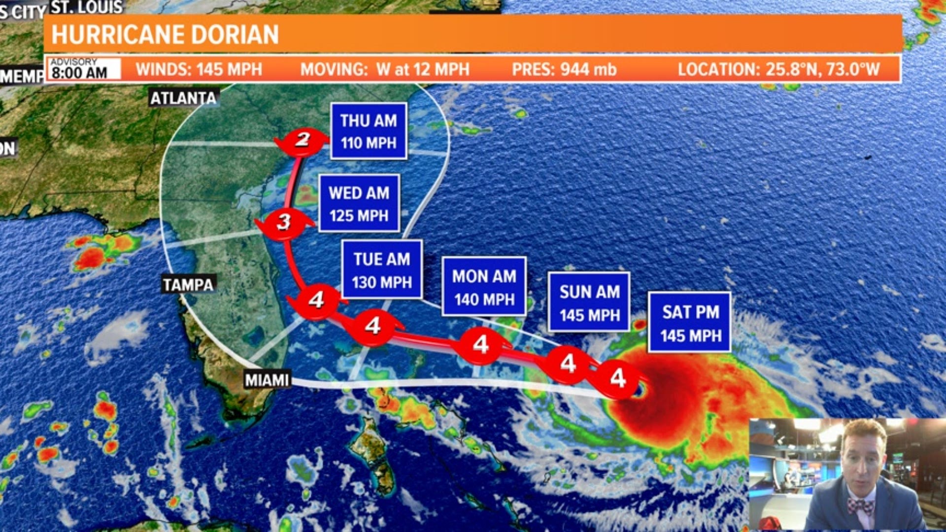 Dorian a dangerous hurricane is moving west with a shift to the east of Florida expected early next week. This is still not set in stone. Stay prepared and keep checking back!