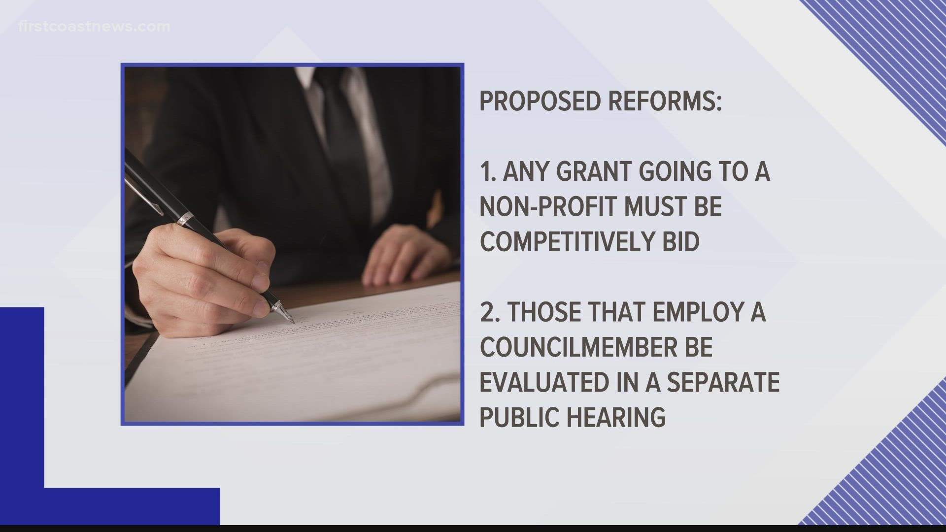 The proposal comes after several non-profit organizations run by city council members received grant money voted on by their colleagues.