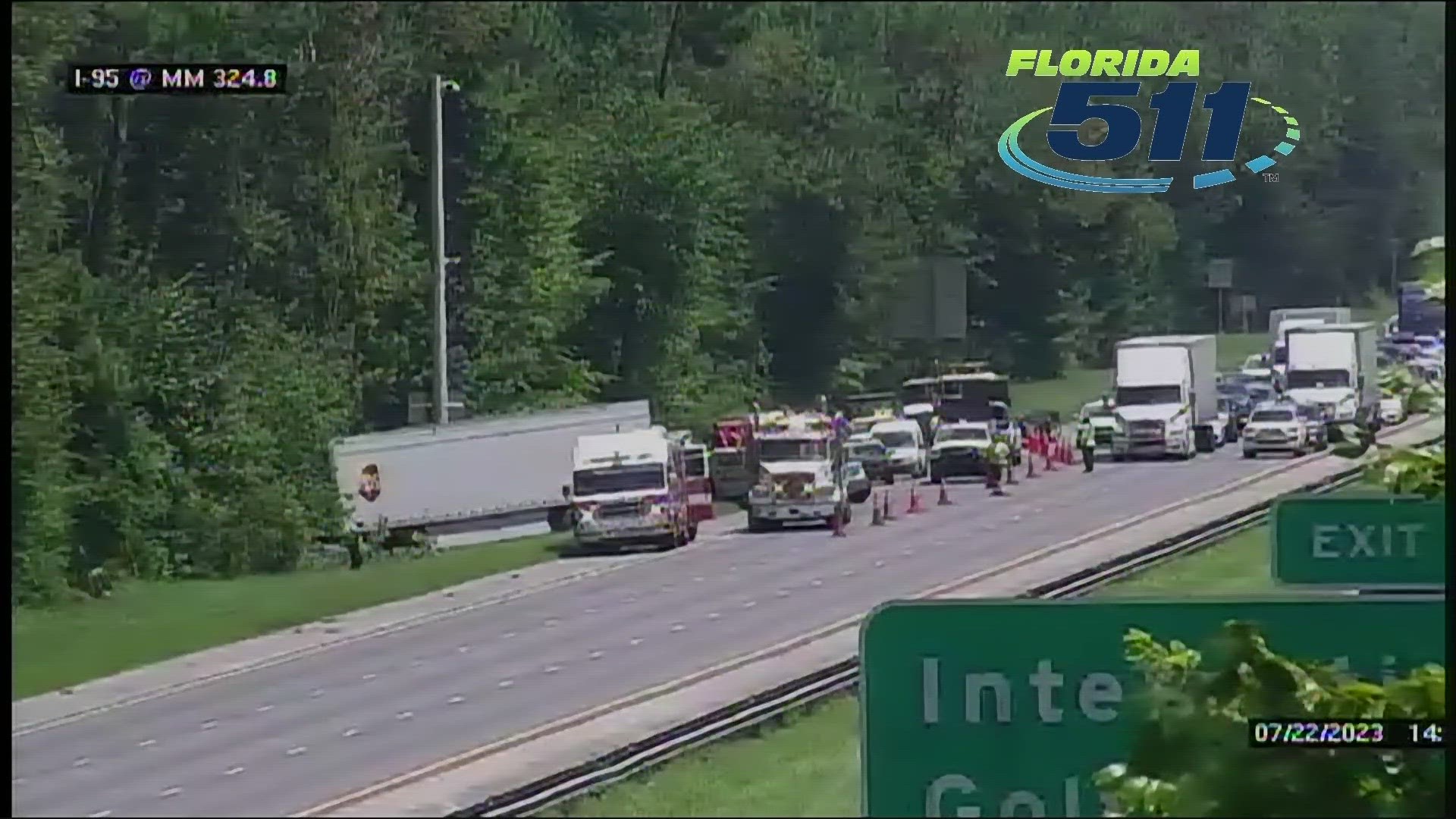 Update: A report from the Florida Highway Patrol says that the driver of the motorcycle died, and the passenger was critically injured.