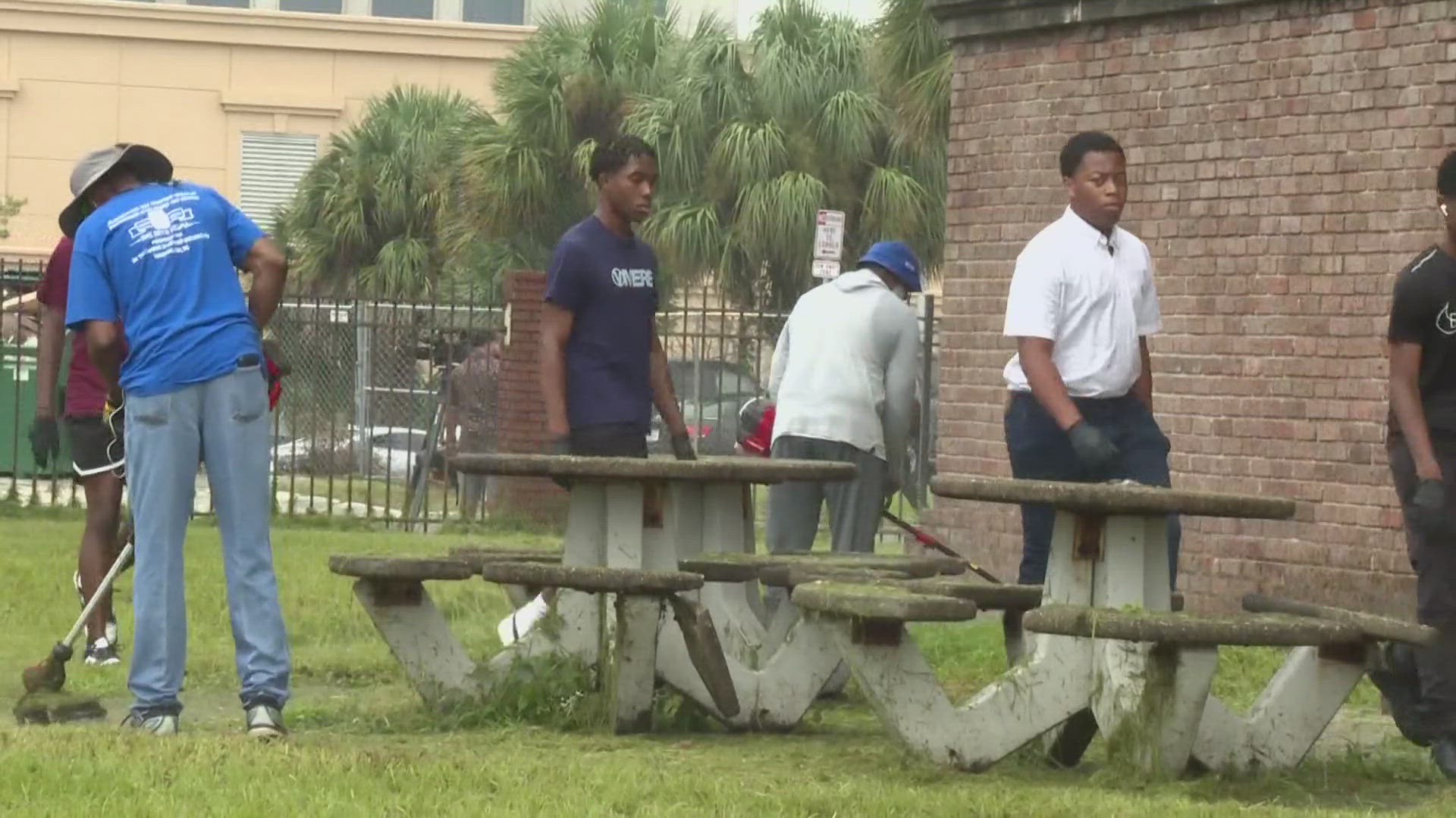 On Saturday morning, crews spent hours landscaping and restoring the Historic Stanton School in Downtown Jacksonville.