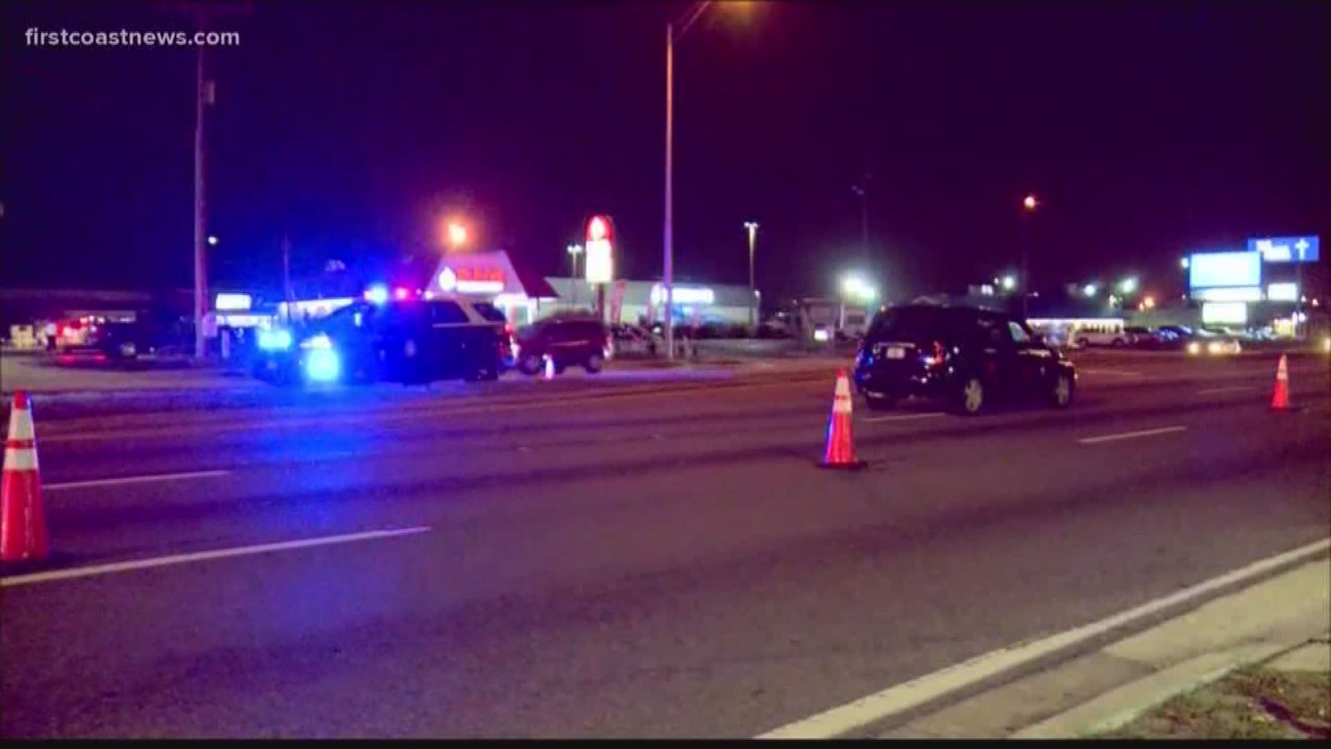 The Florida Highway Patrol said the pedestrian was struck at Blanding Boulevard and Spencer Road a little before 9:30 p.m.