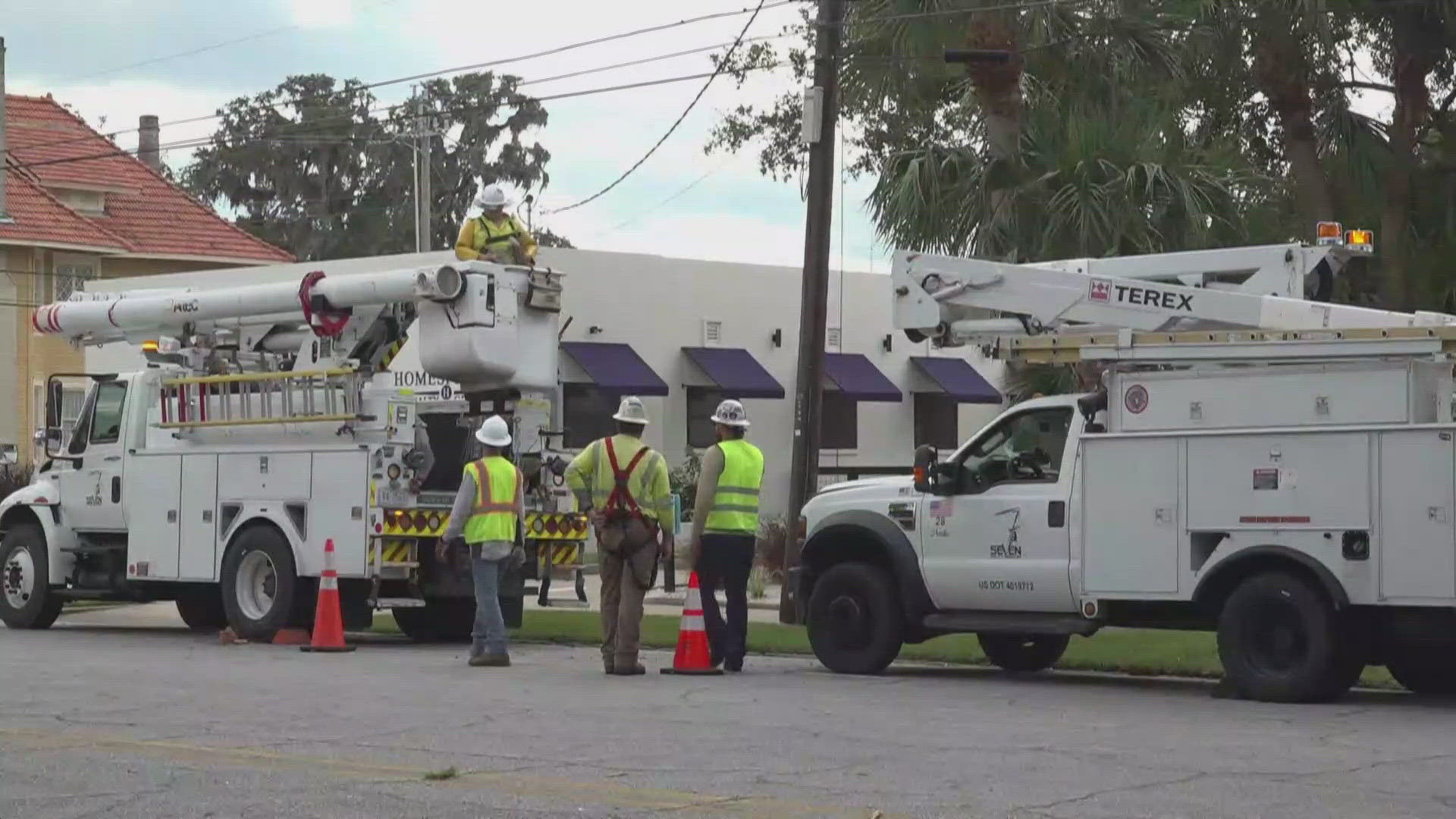 Across Brunswick on Monday, more than 10,000 Georgia Power customers remained without power.